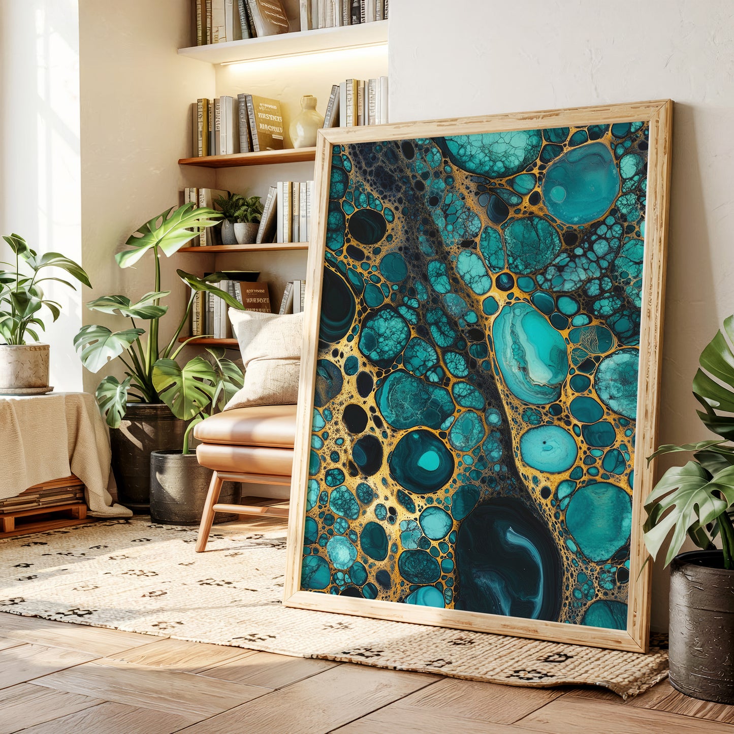 Golden Currents Beneath Turquoise Skin