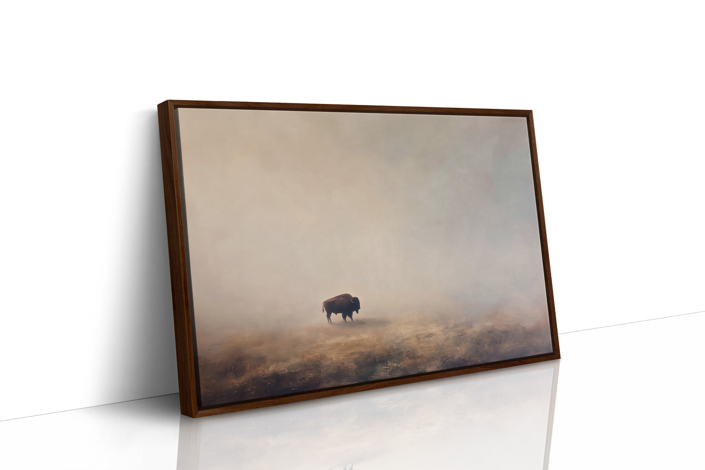 Lone Bison in the Morning Mist