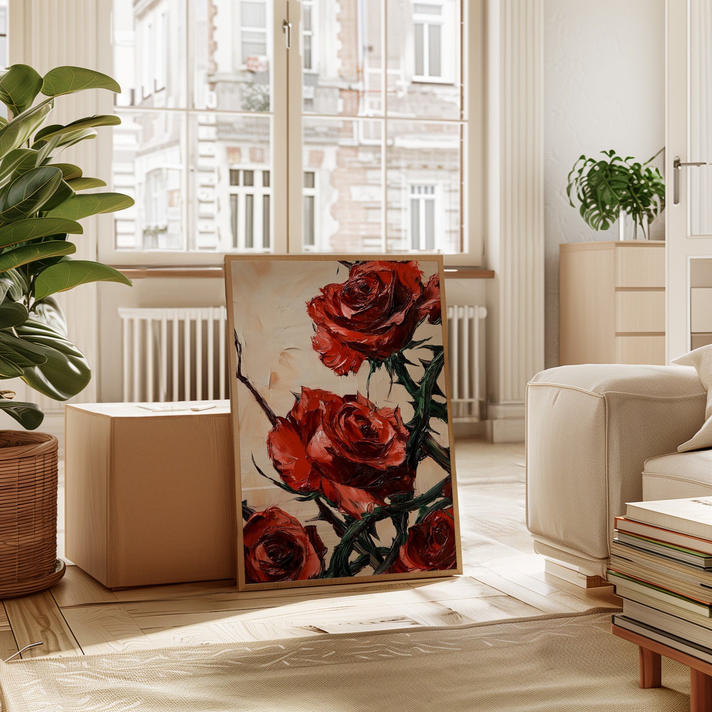 Crimson Roses with Thorns