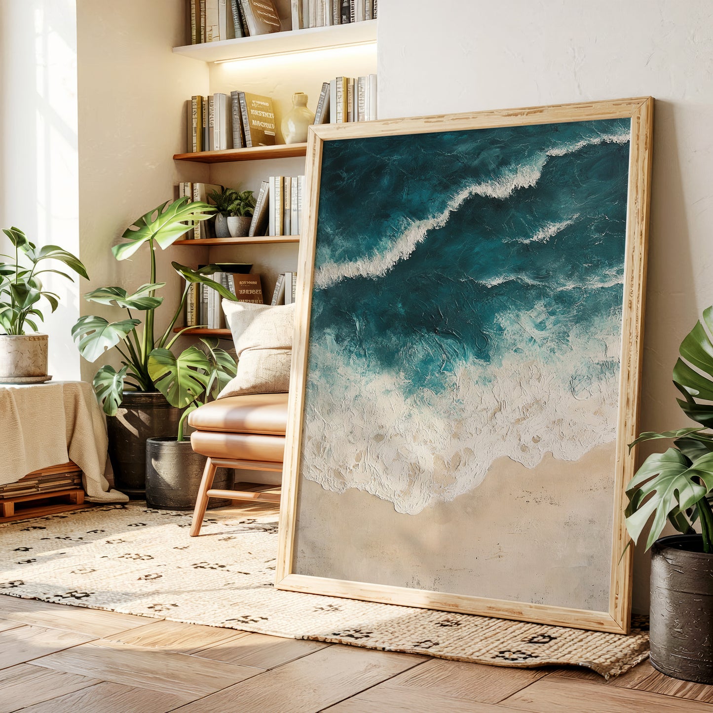 Textured Shoreline in Teal and Sand