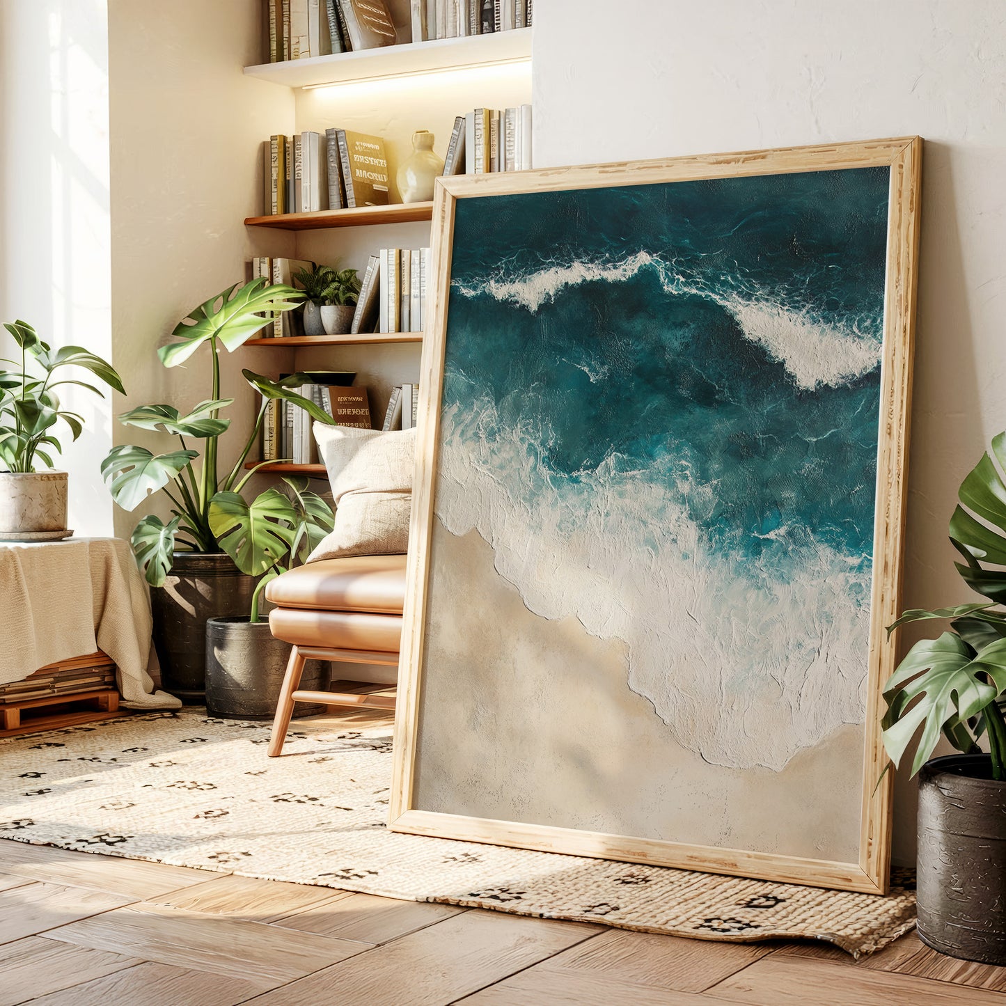 Waves Crashing on Sculpted Shore