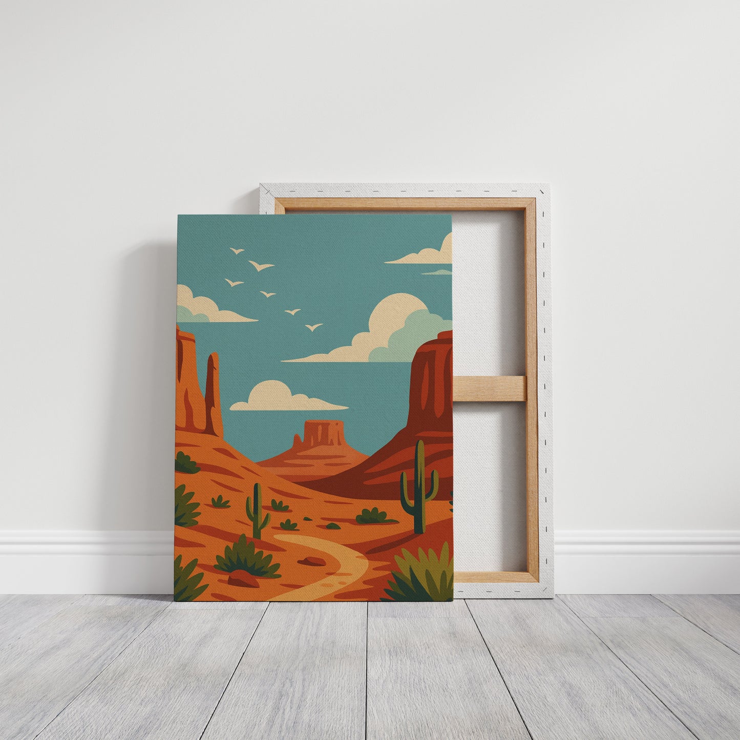 Birds Soar Over Rusty Mesas