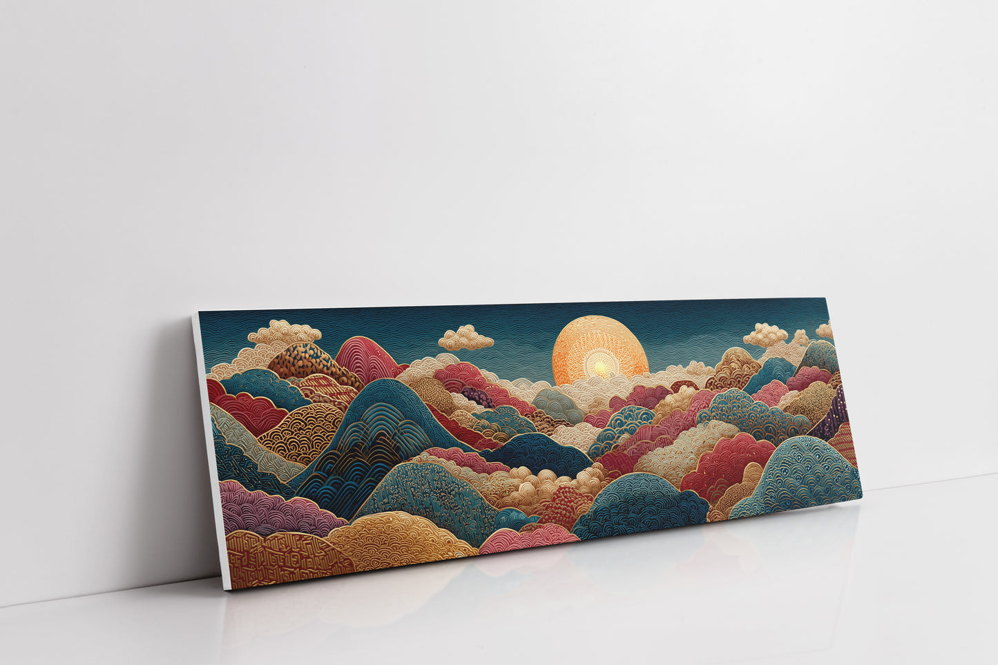 Ornate Sunrise Over Patterned Hills