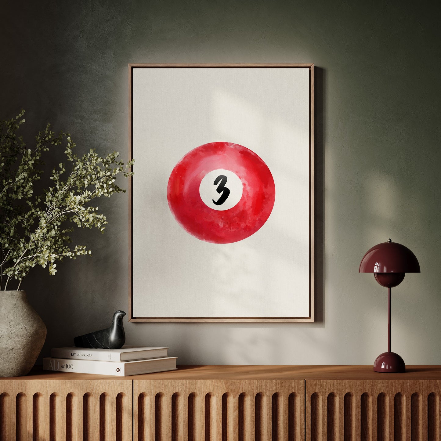 Lucky Number Three Glows Ruby