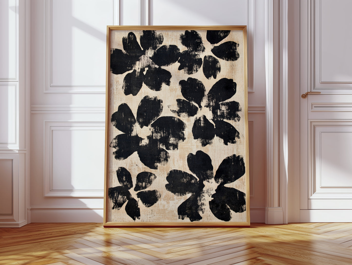 Japanese Ink Floral Print – Bold Brushstroke Blossom Wall Art