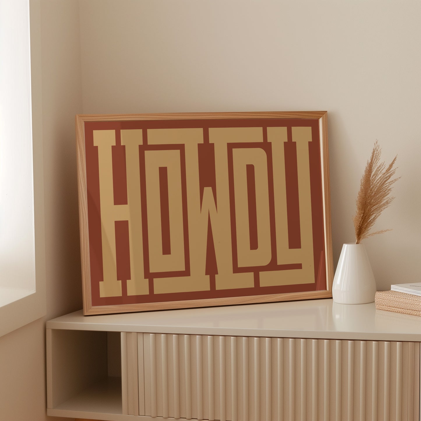 Retro Terracotta Howdy Typography Print