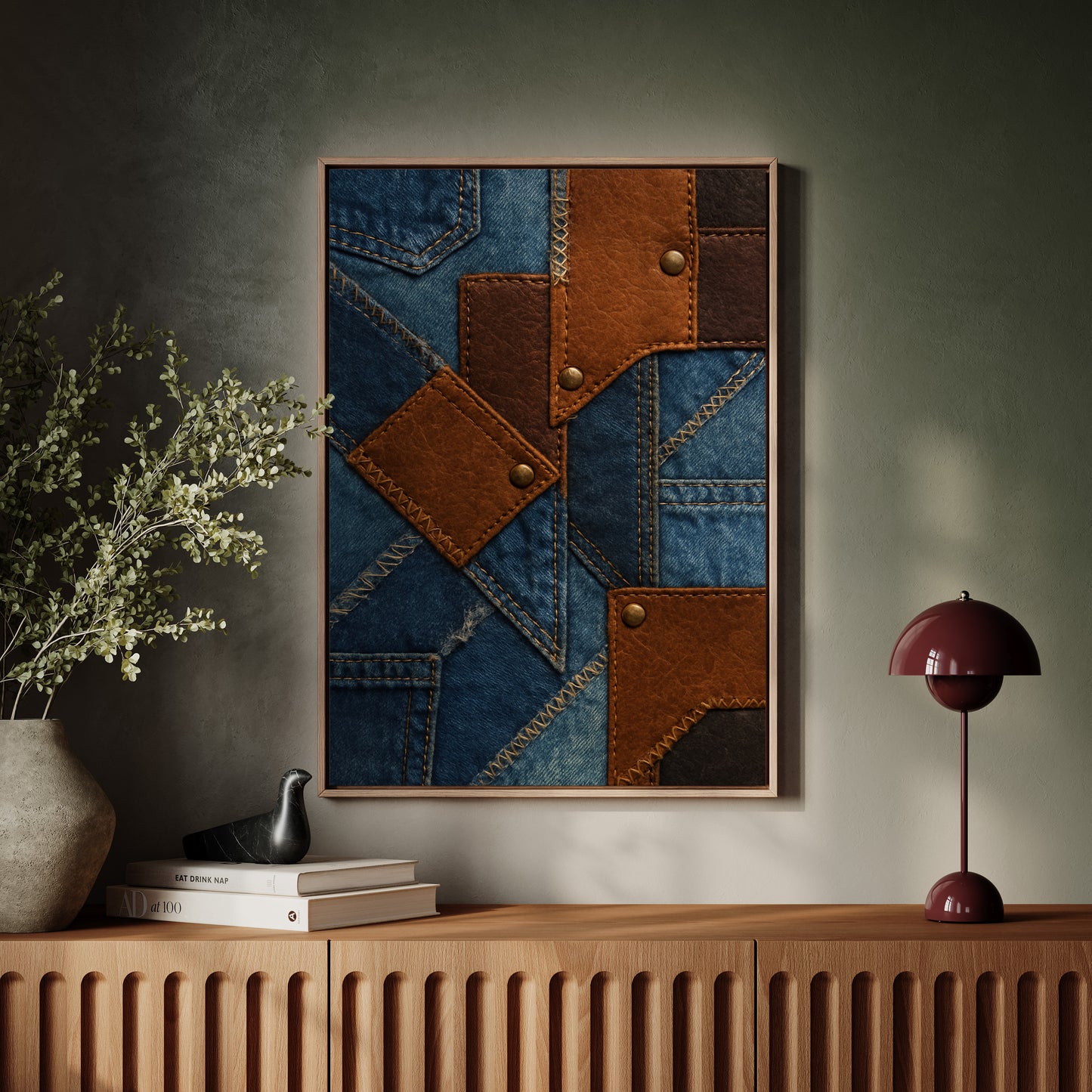 Western Patchwork Denim and Leather Print