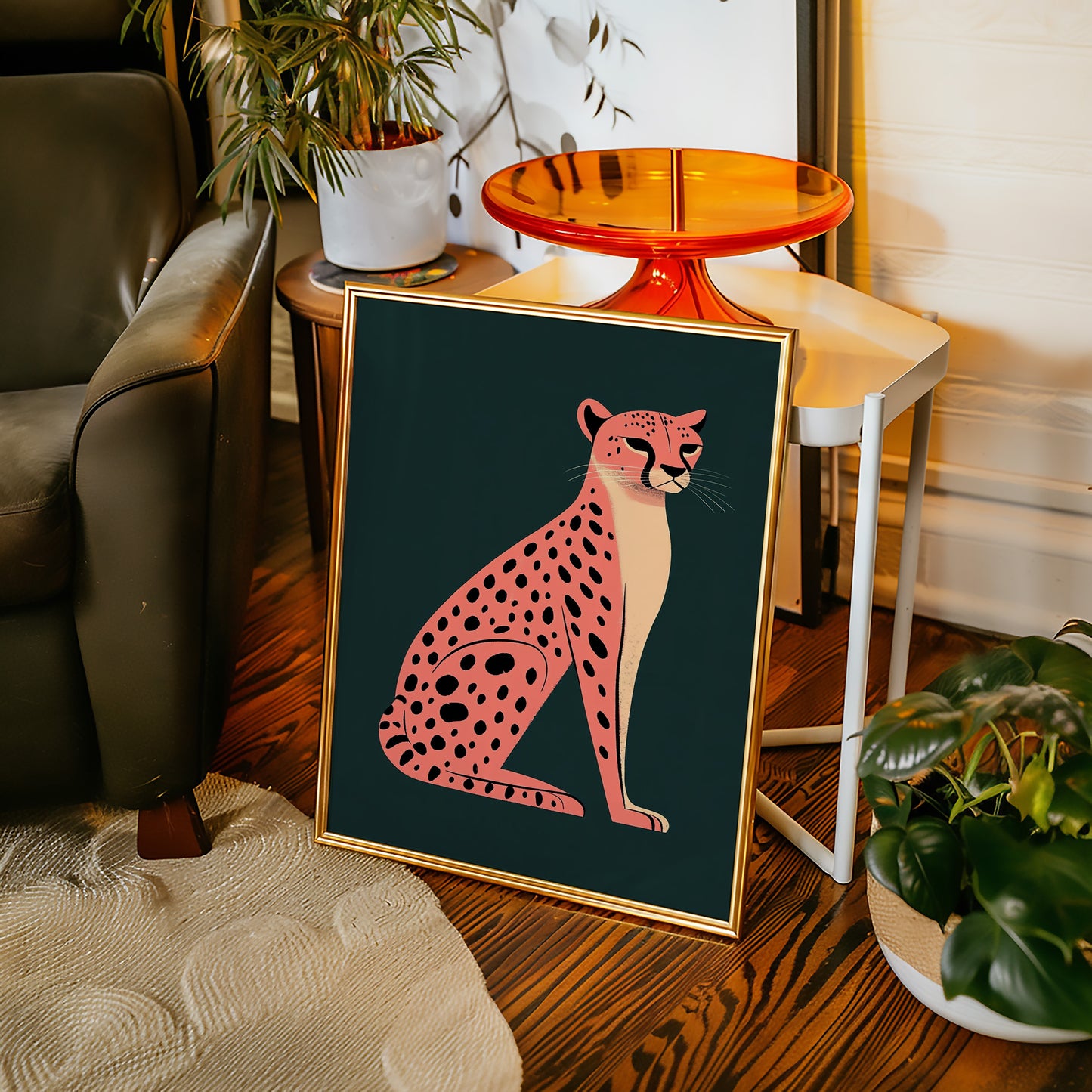 Pop Art Cheetah in Coral