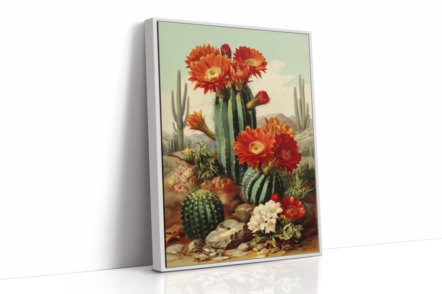 Desert Blooms Dance Against Mountains