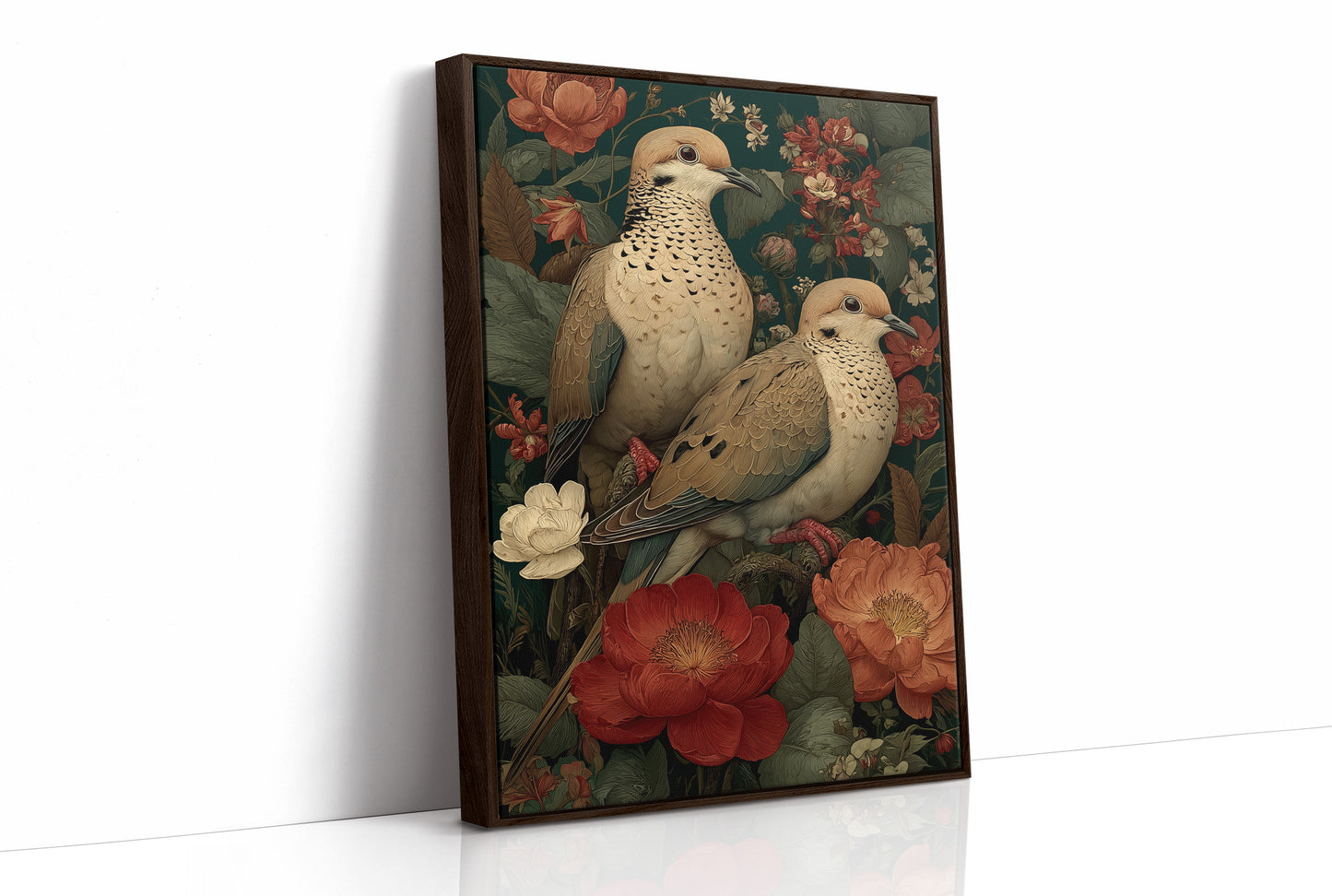 Two Doves Among the Roses