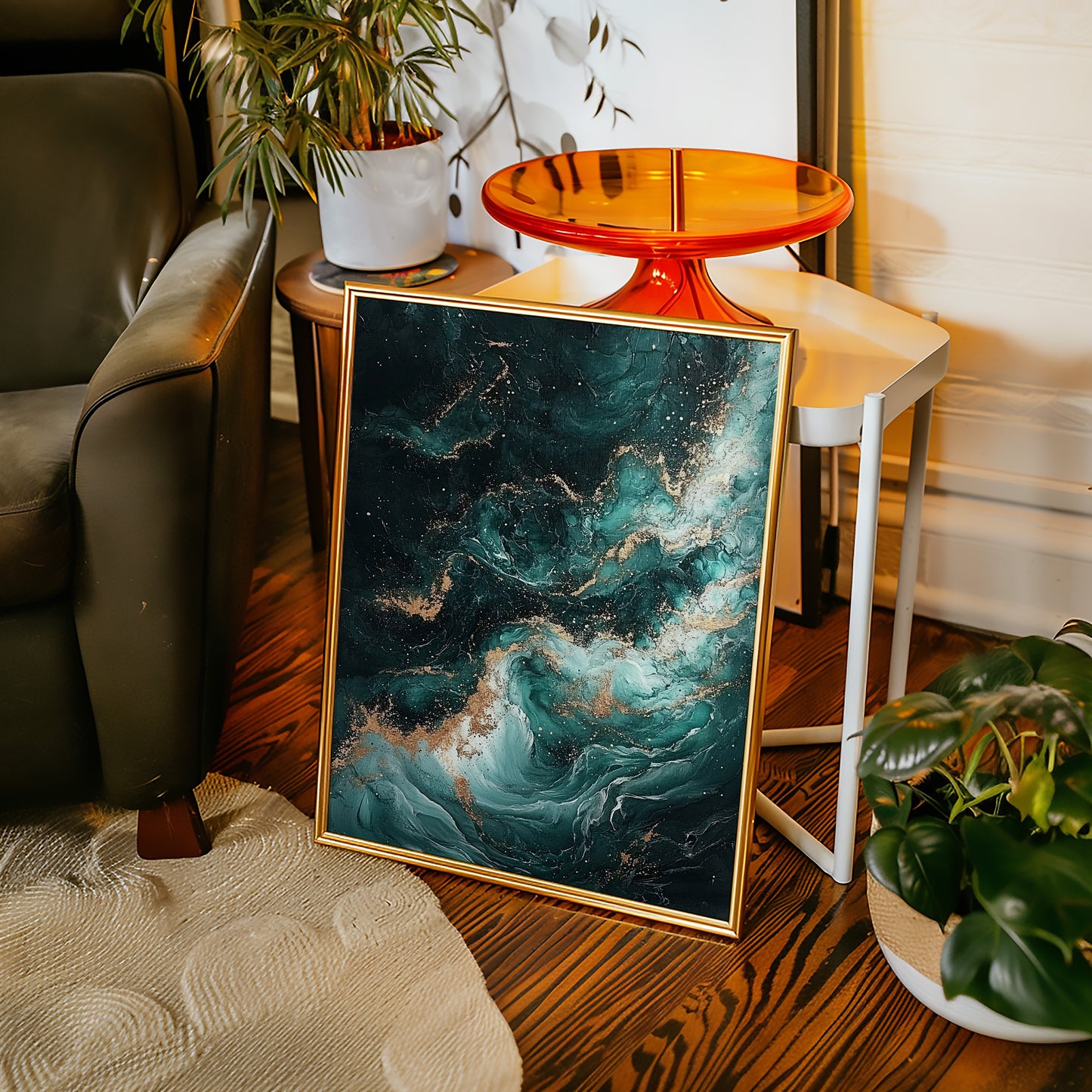 Celestial Drift in Emerald and Gold