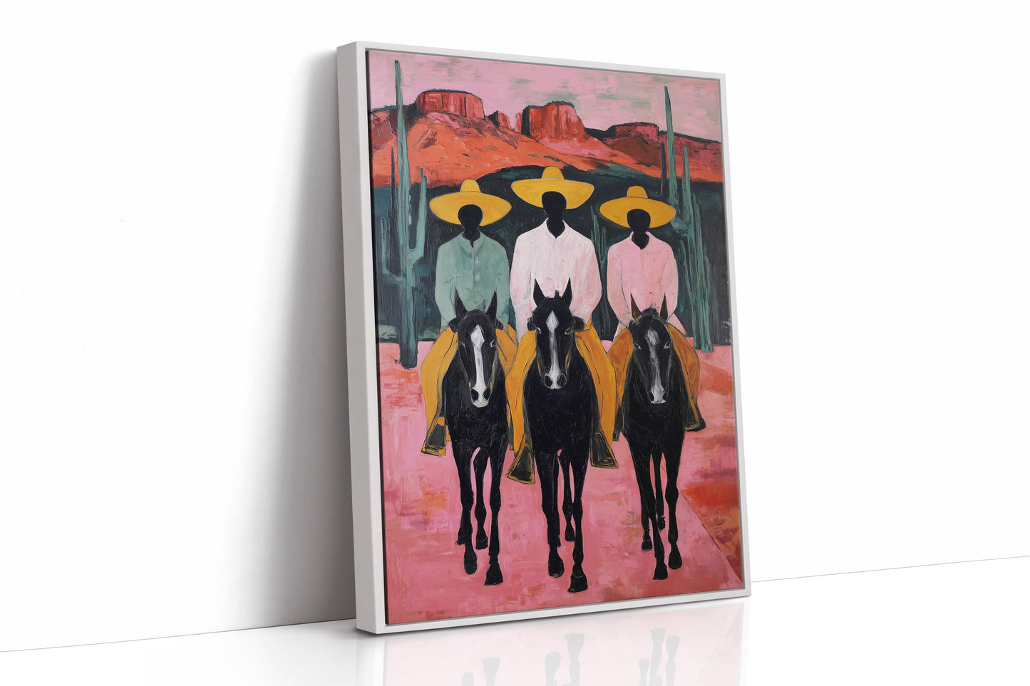 Desert Riders Beneath Crimson Cliffs