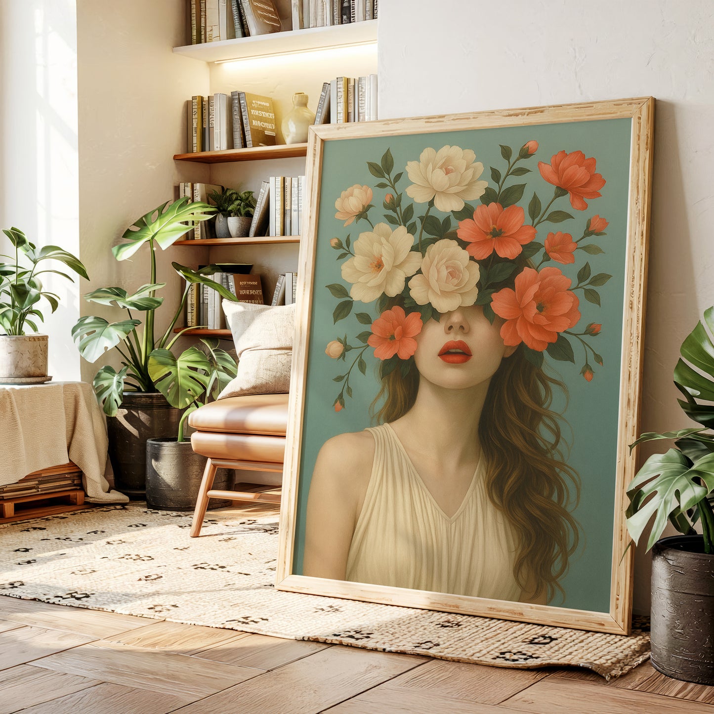 Flourish in Coral and Cream