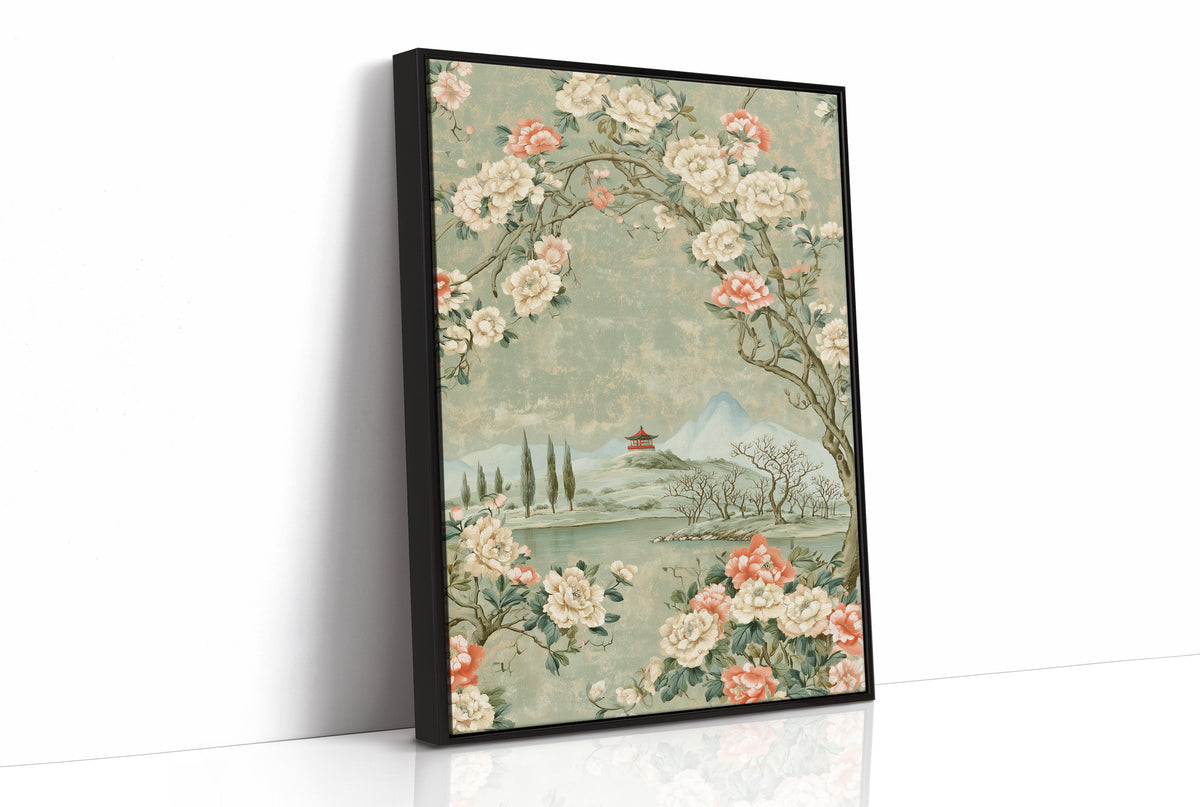 Red Pagoda Hillside Chinoiserie