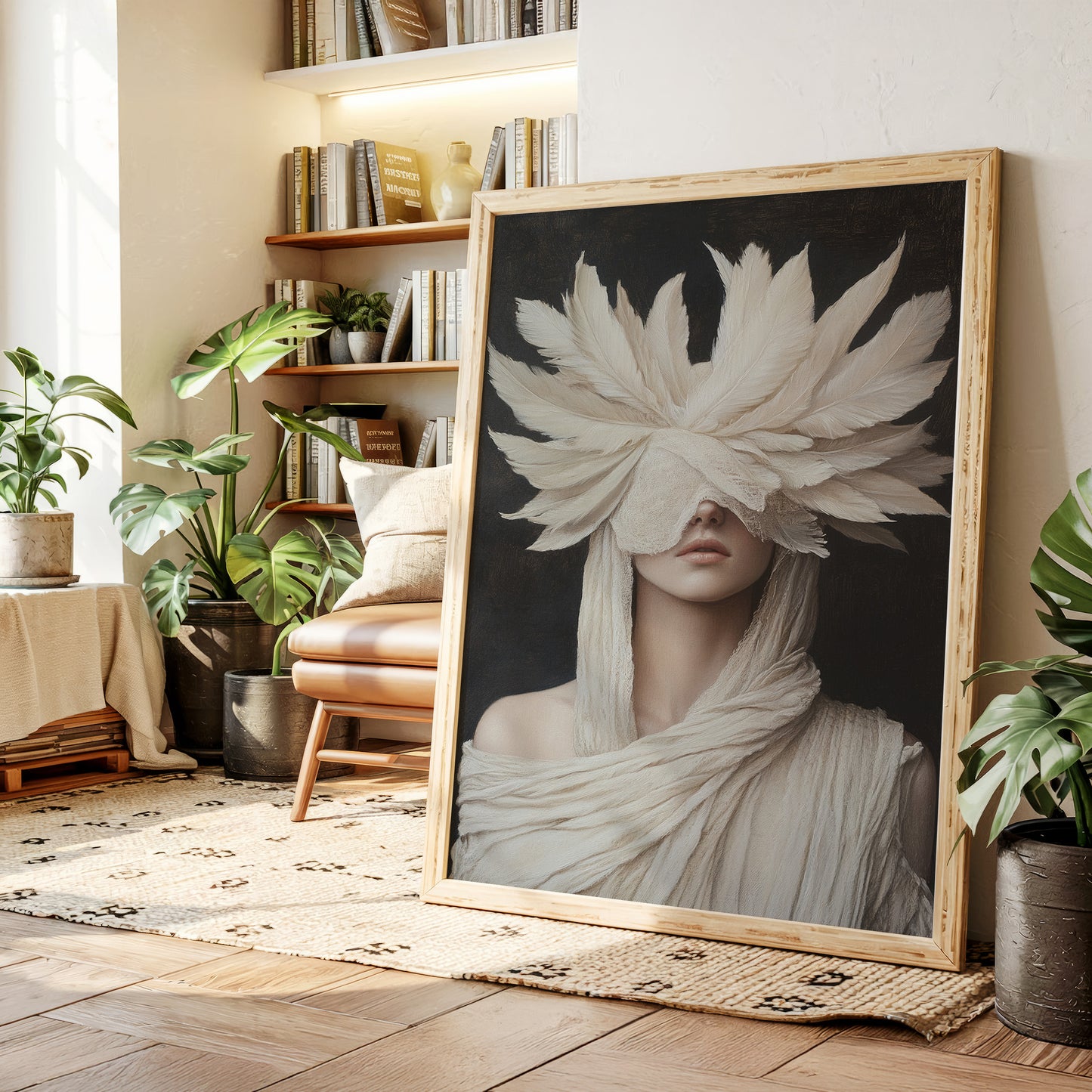 Silent Priestess in Ivory Plumes