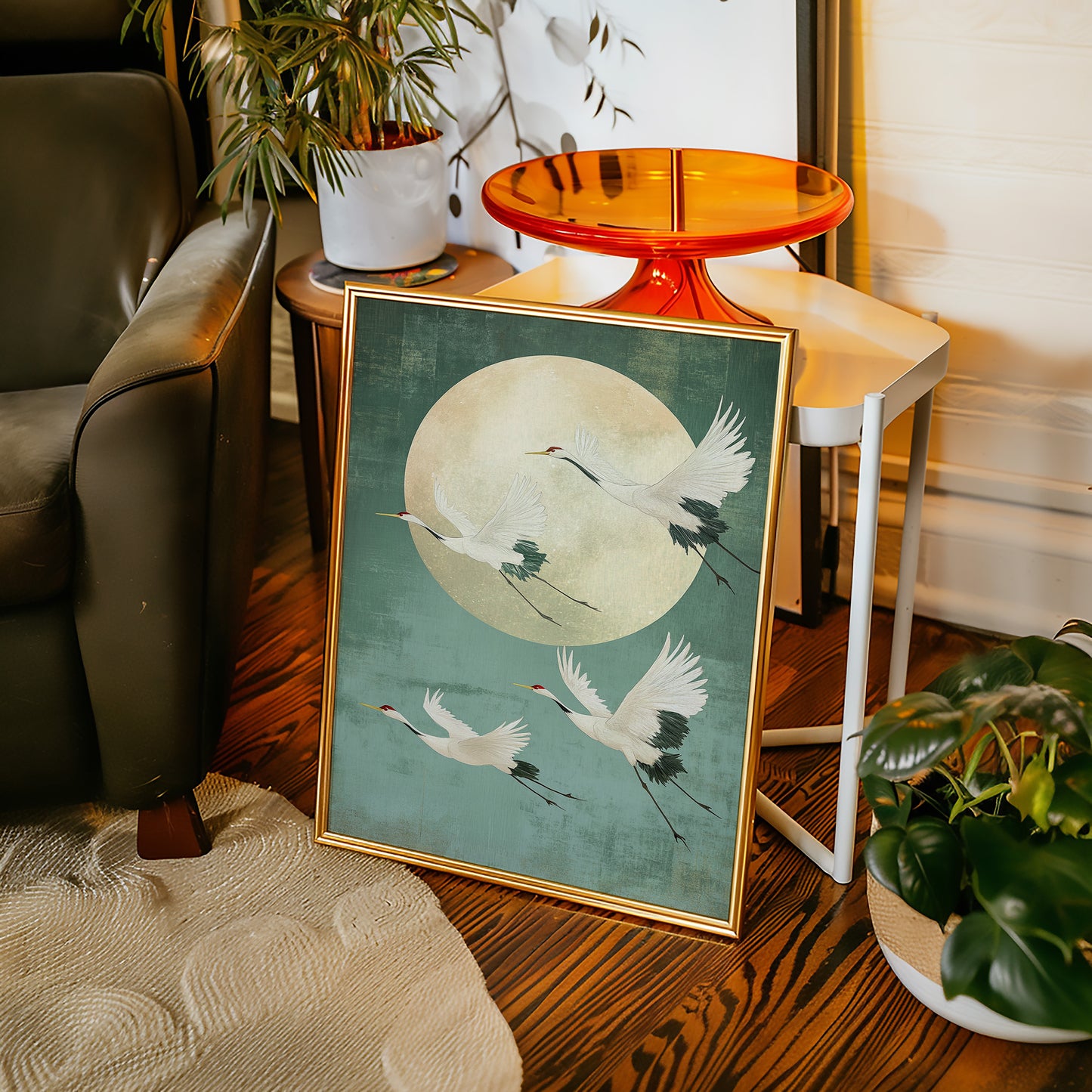 Moonrise Flight of the Cranes