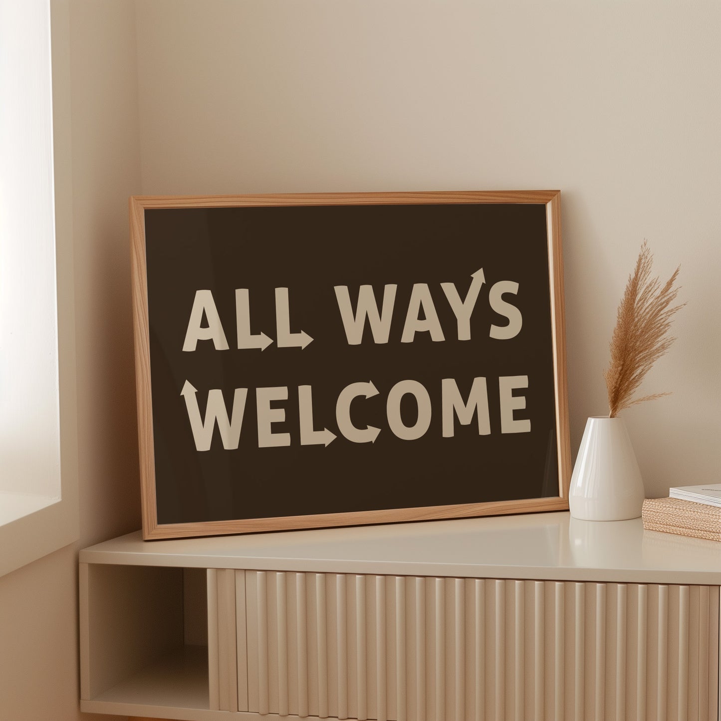 All Ways Welcome Bold Dark Background Print