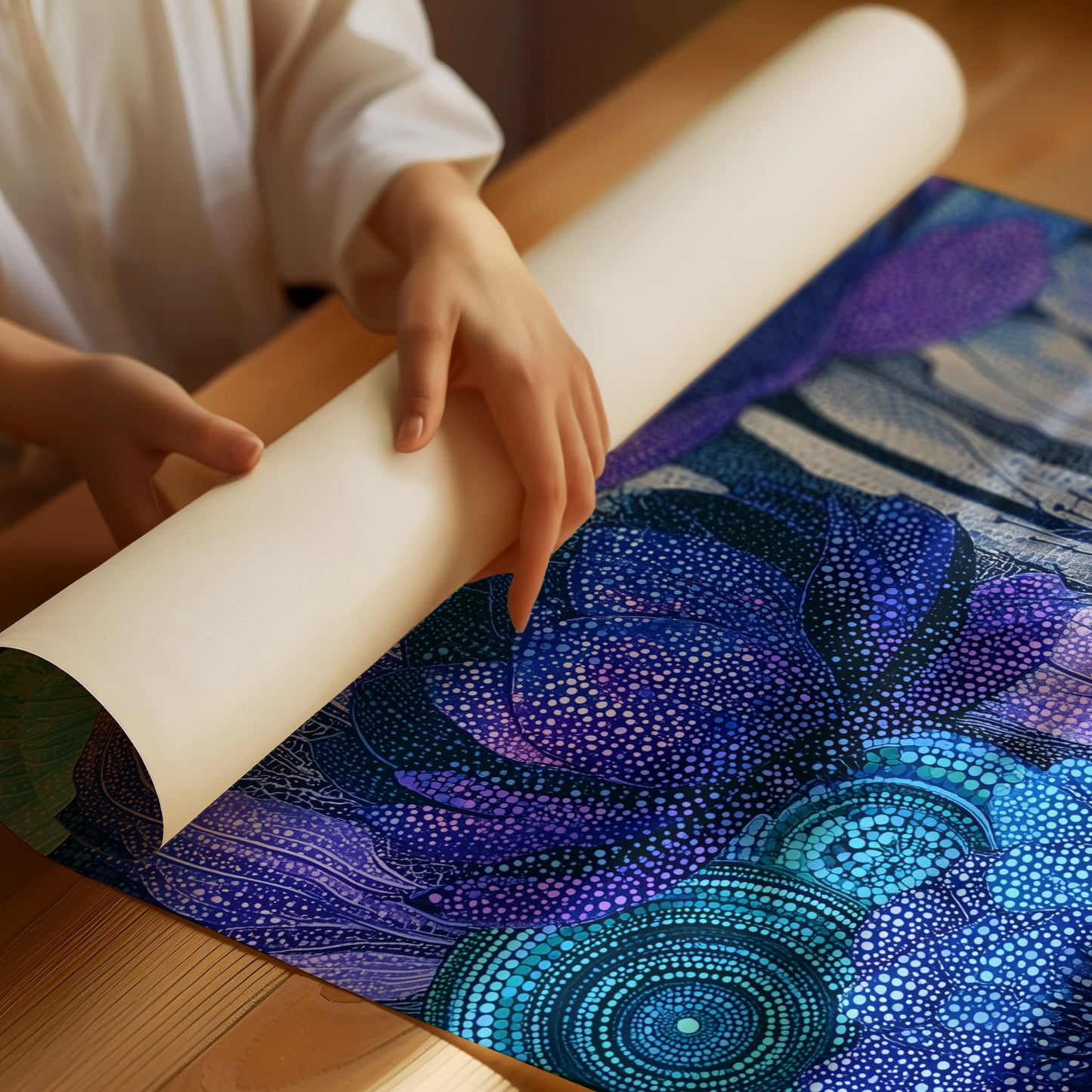 Dotted Lotus Bloom in Midnight Blue