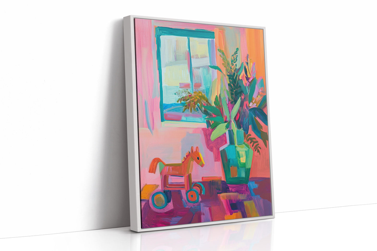 Wooden Horse By Summer Window