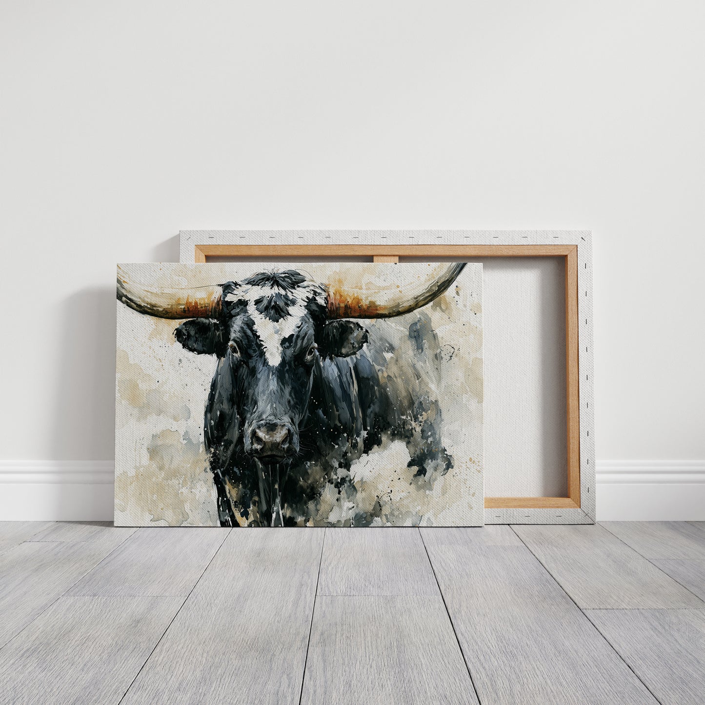 Ink Wash Longhorn Close-Up