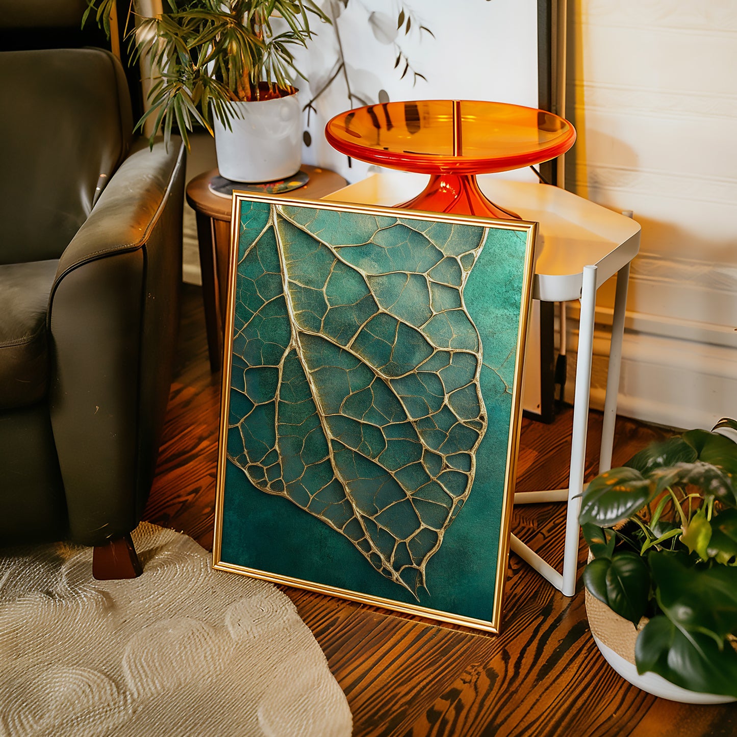 Golden Vein Leaf on Emerald