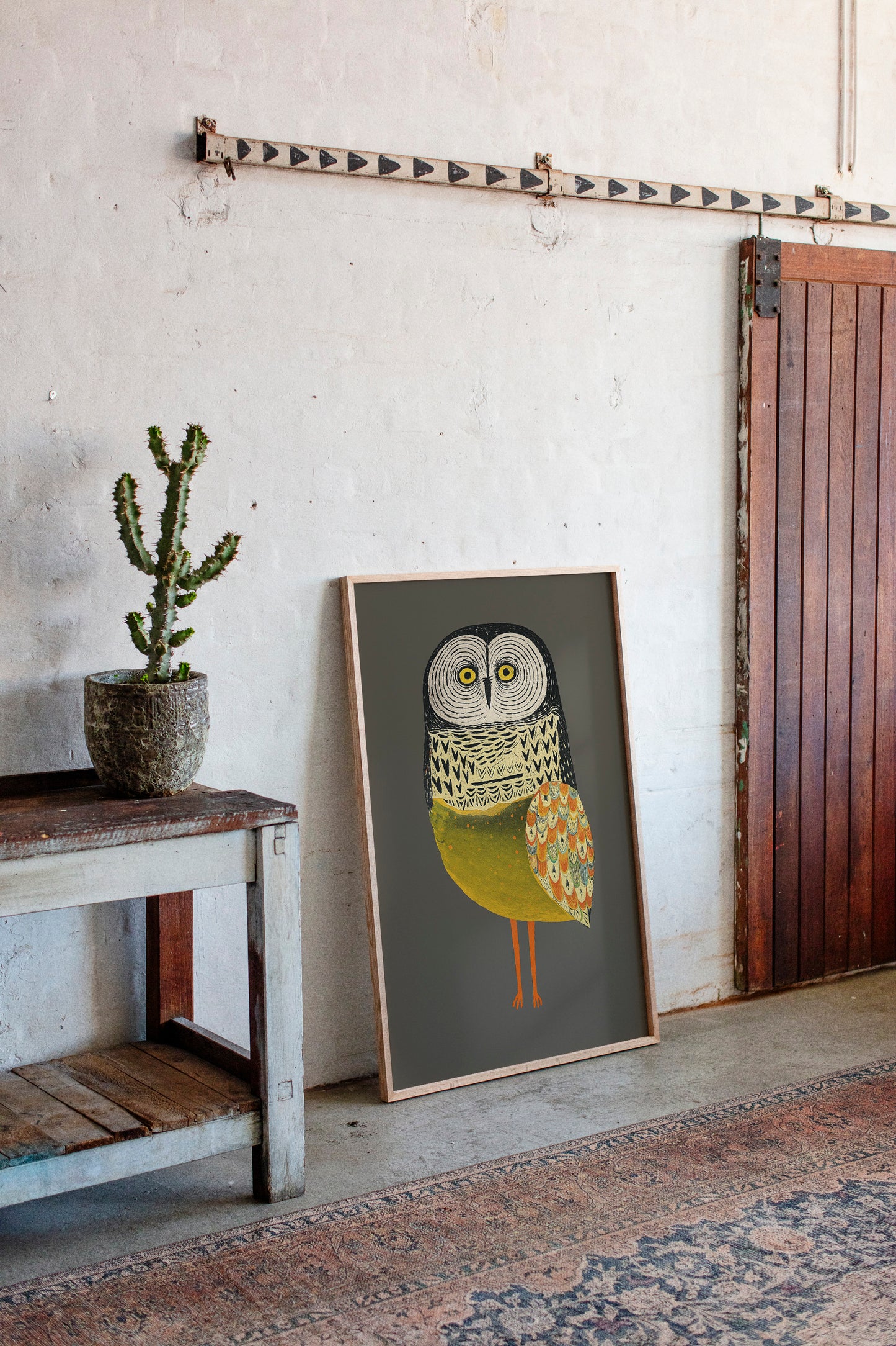 Stylized Owl with Golden Feathers