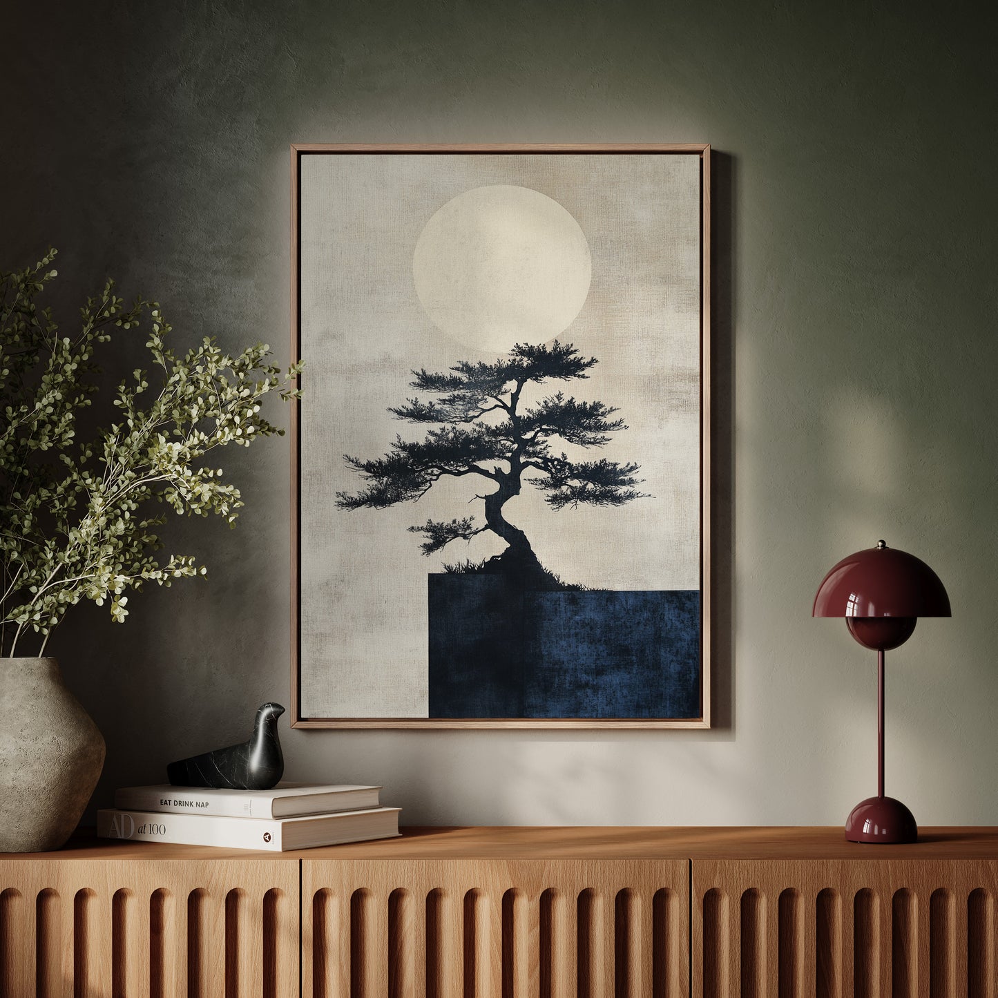 Zen Bonsai Tree Art – Minimalist Japanese Wall Print