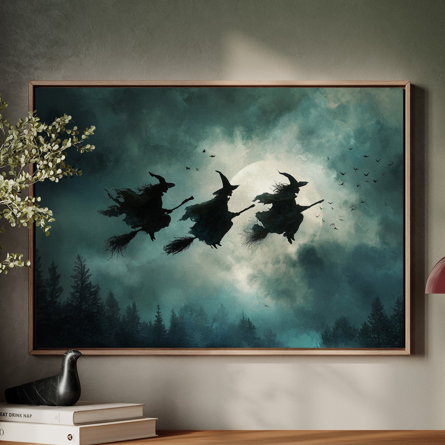 Broomsticks Against a Silver Sky