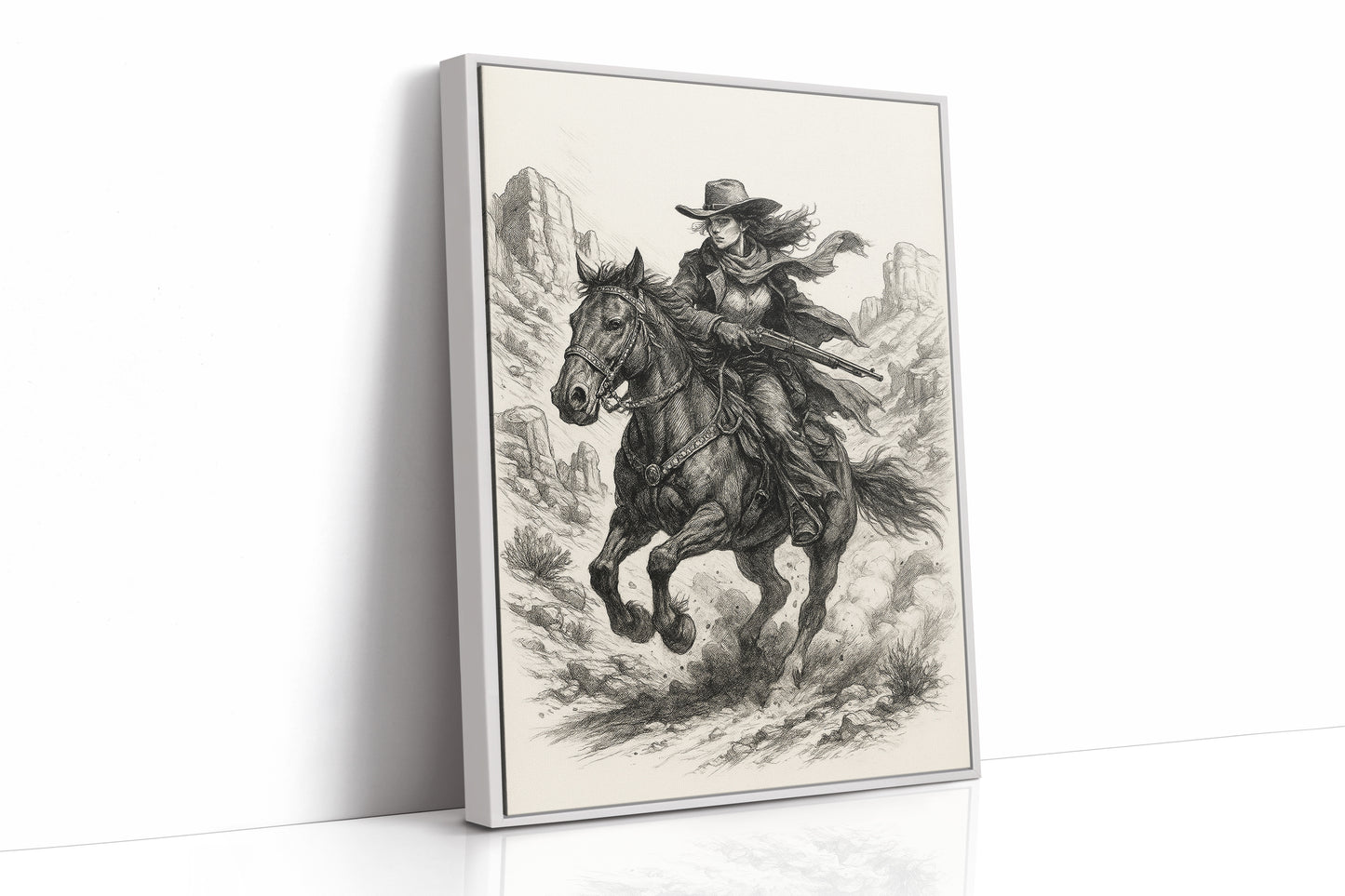 Grit & Dust – Cowgirl Outlaw Western Sketch Print