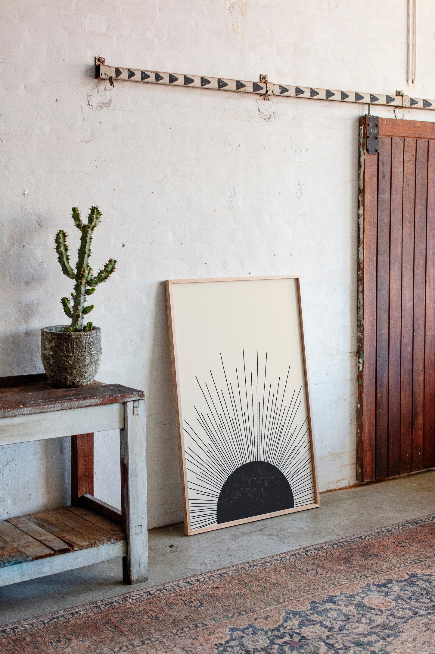 Minimal Black Sunburst Rising