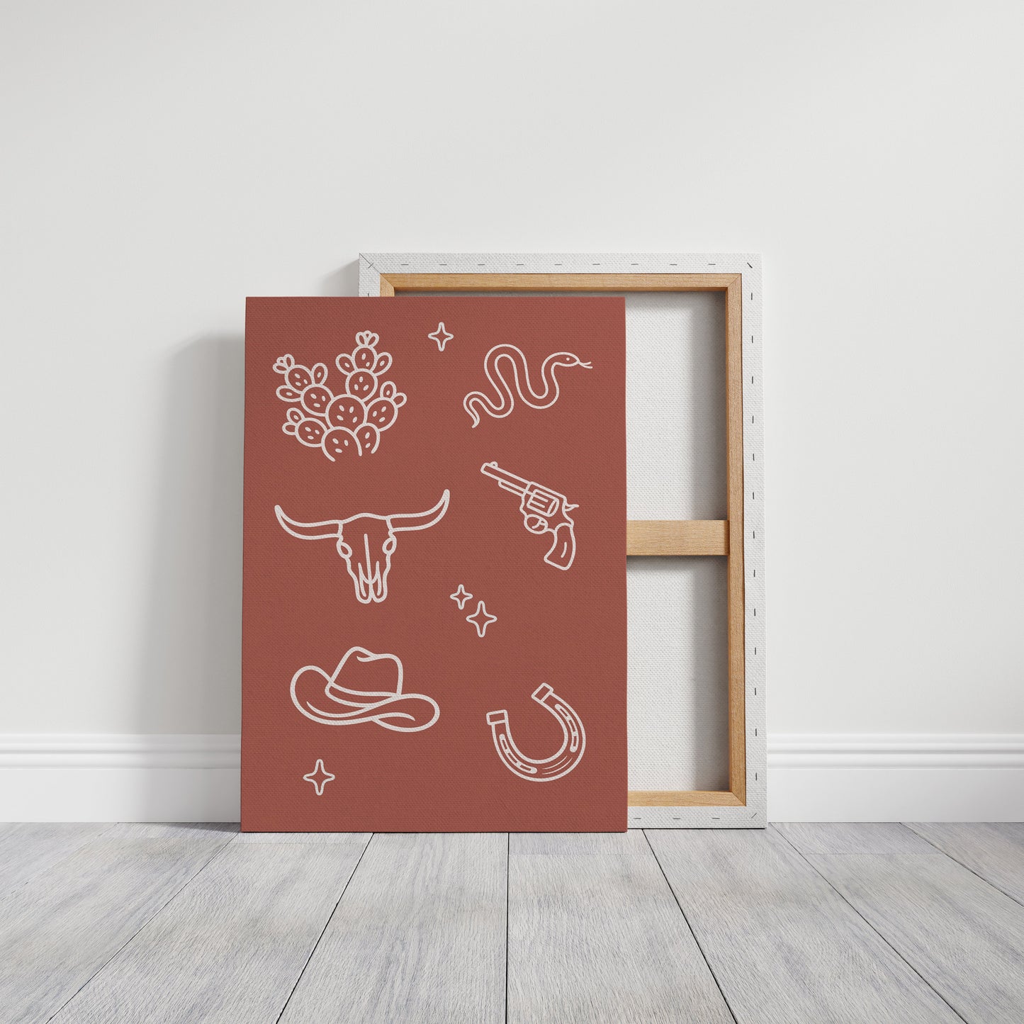 Desert Icons Under Terracotta Sky