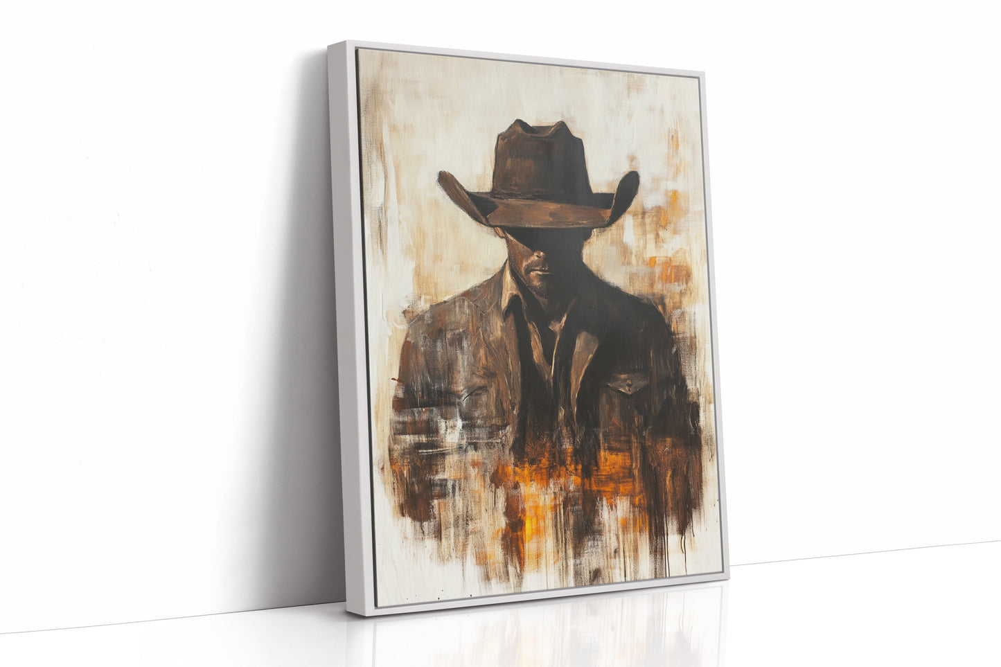 Lone Cowboy in Shadow and Flame