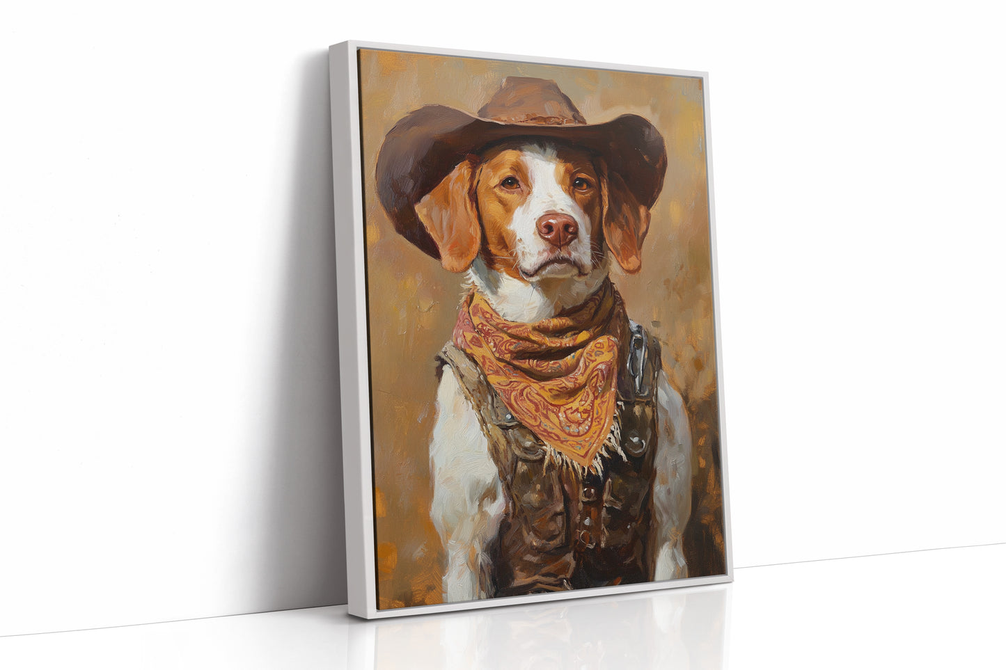 Brittany Spaniel Cowboy in Sunset Bandana