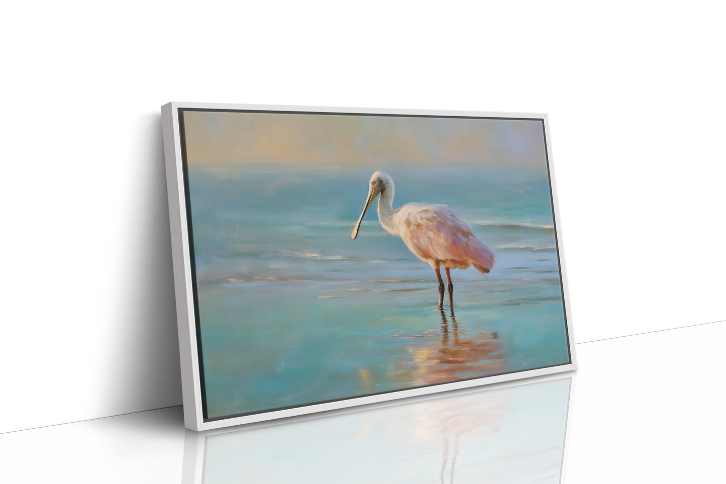 Spoonbill Wades Through Turquoise Stillness