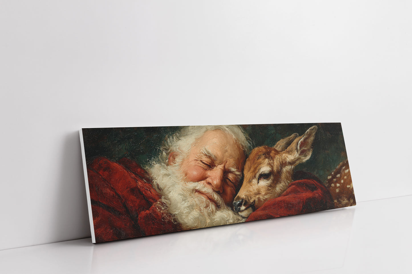 Santa’s Gentle Moment with a Fawn