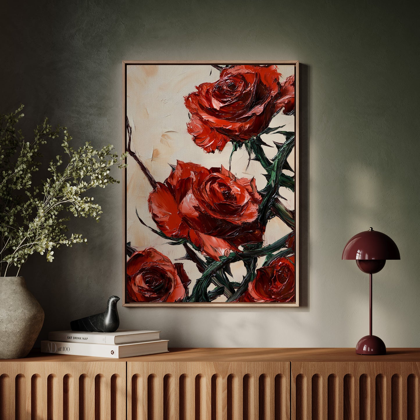 Crimson Roses with Thorns