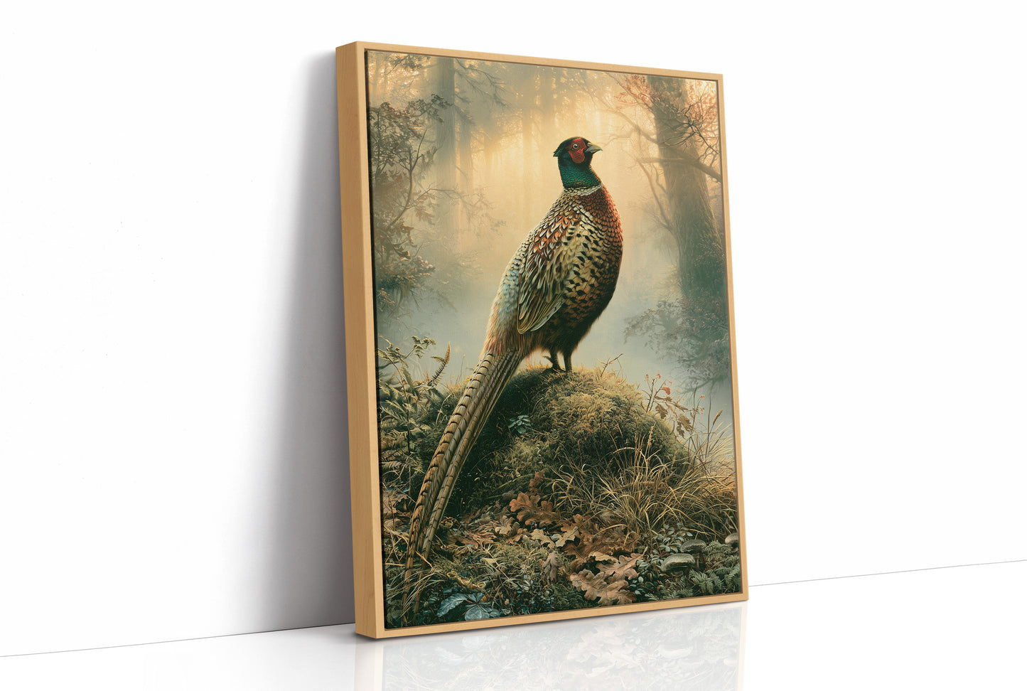 Pheasant at Dawn — Golden Mist Autumn Painting