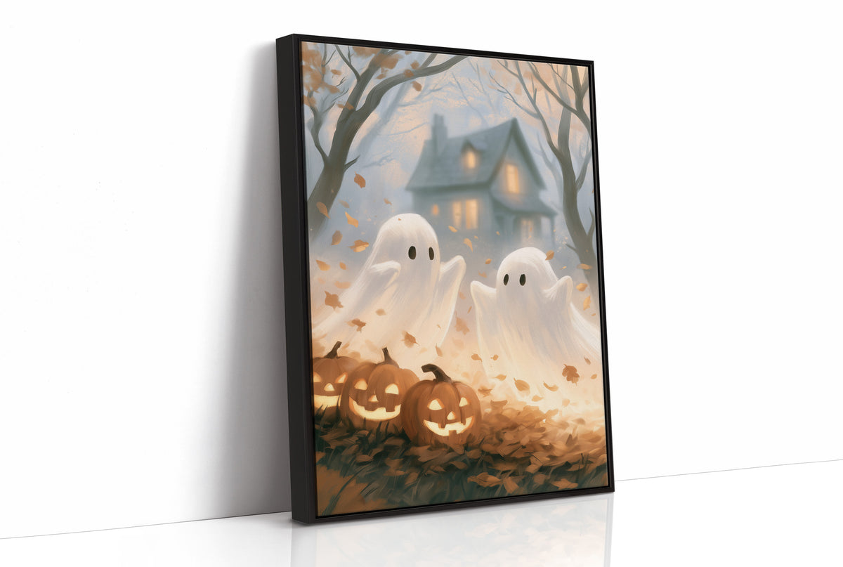 Two Ghosts and a Leaf-Blown Yard
