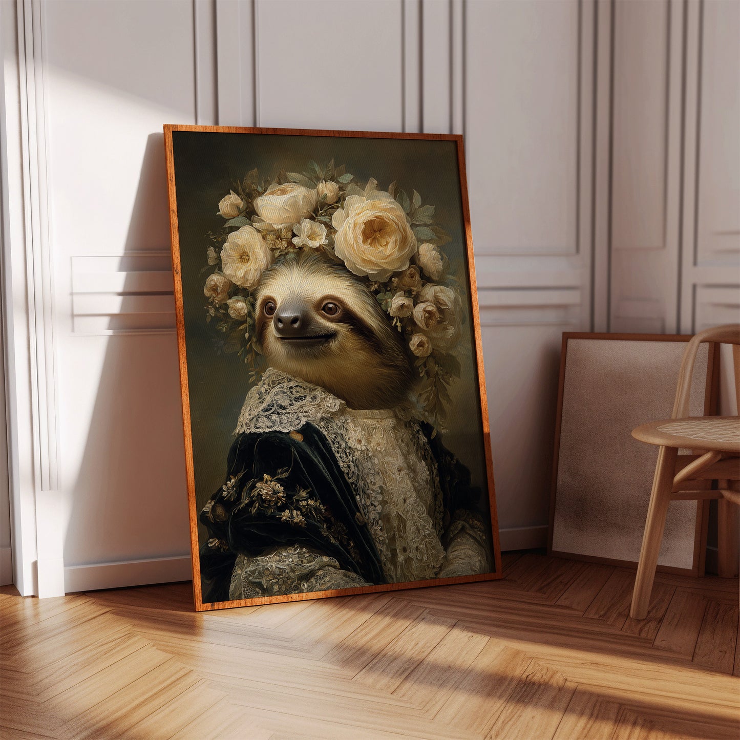 Regal Sloth Amidst Blossoms