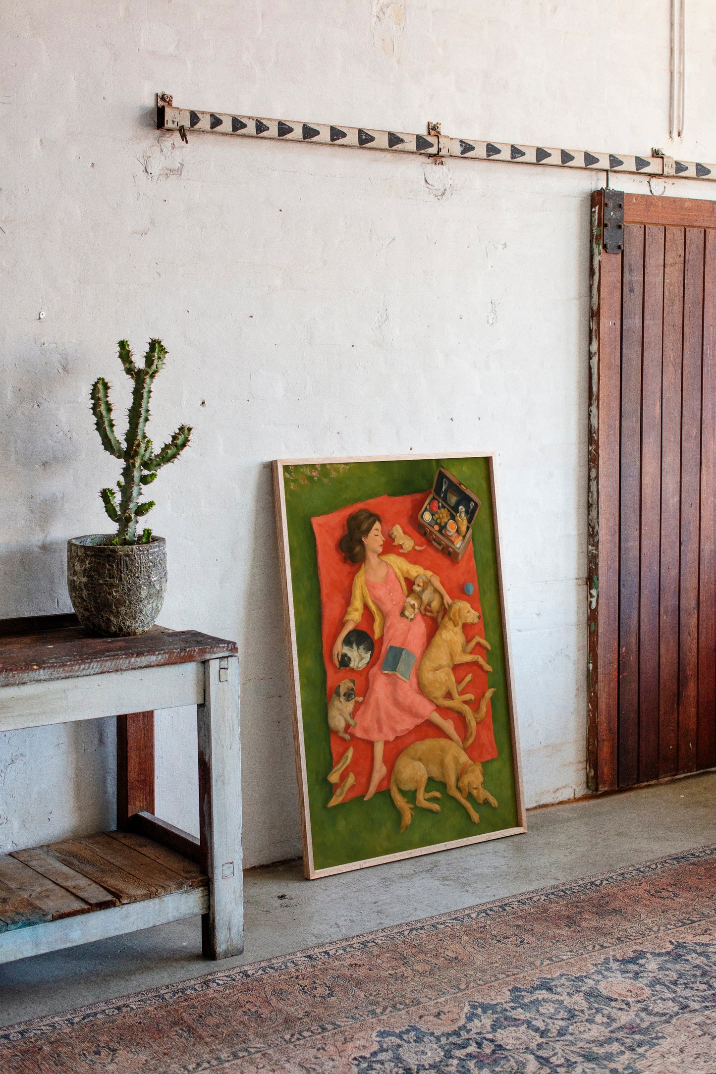 Picnic Nap with Dogs and a Book