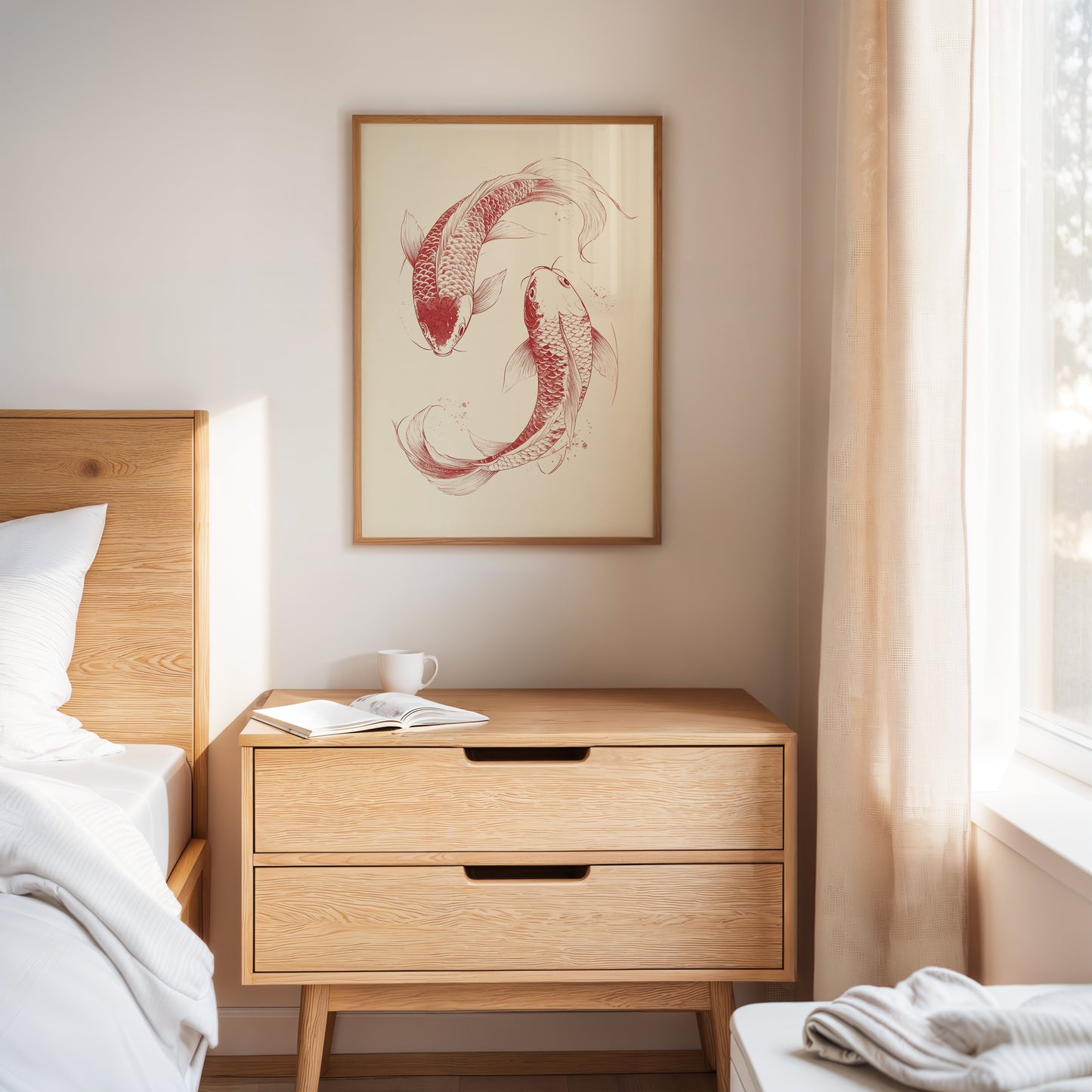 Yin-Yang Koi Fish – Minimalist Japanese Ink Wall Art