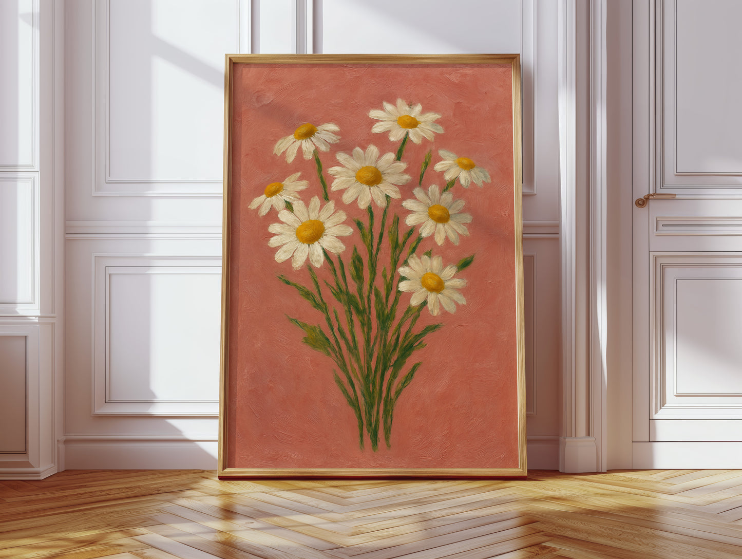 Wild Daisies on Blush Canvas