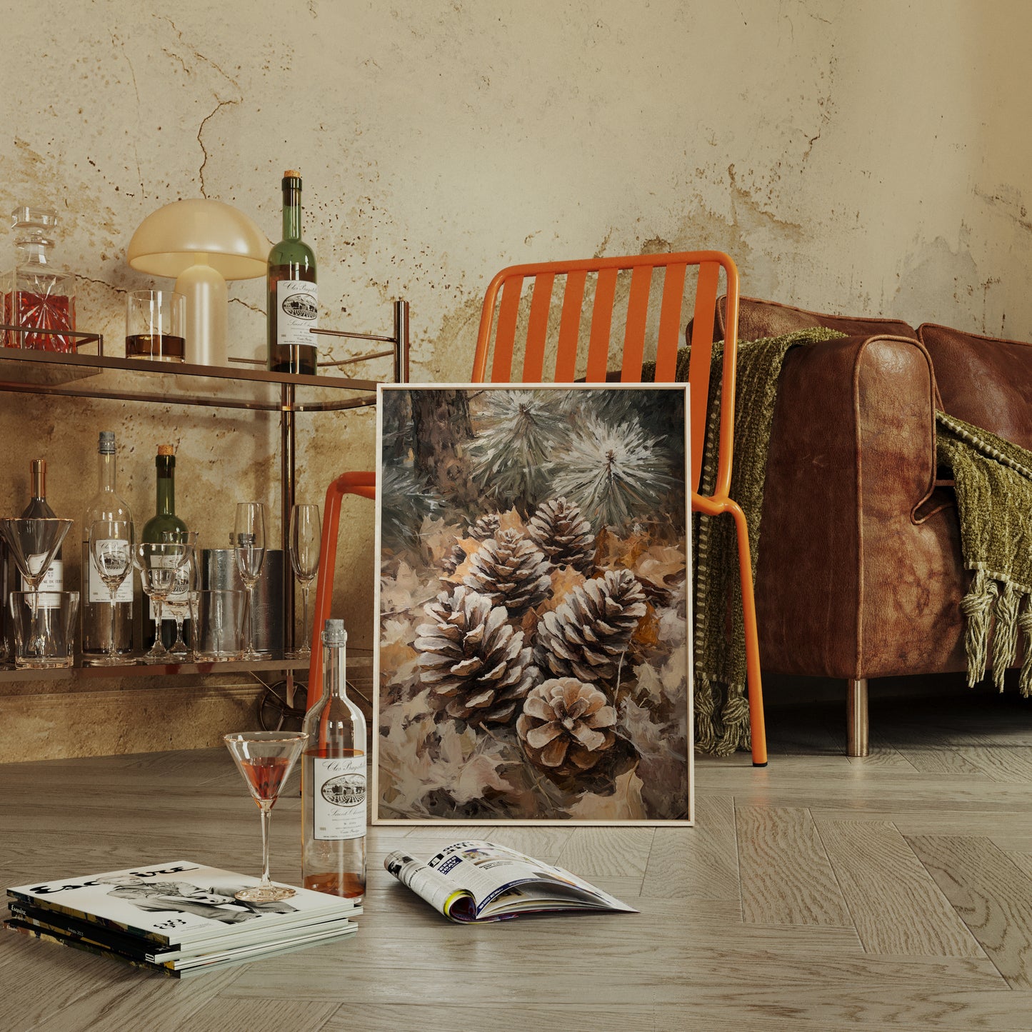 Winter Pinecone Forest Art Print - Rustic Nature Decor - Gallery Canvas image 3