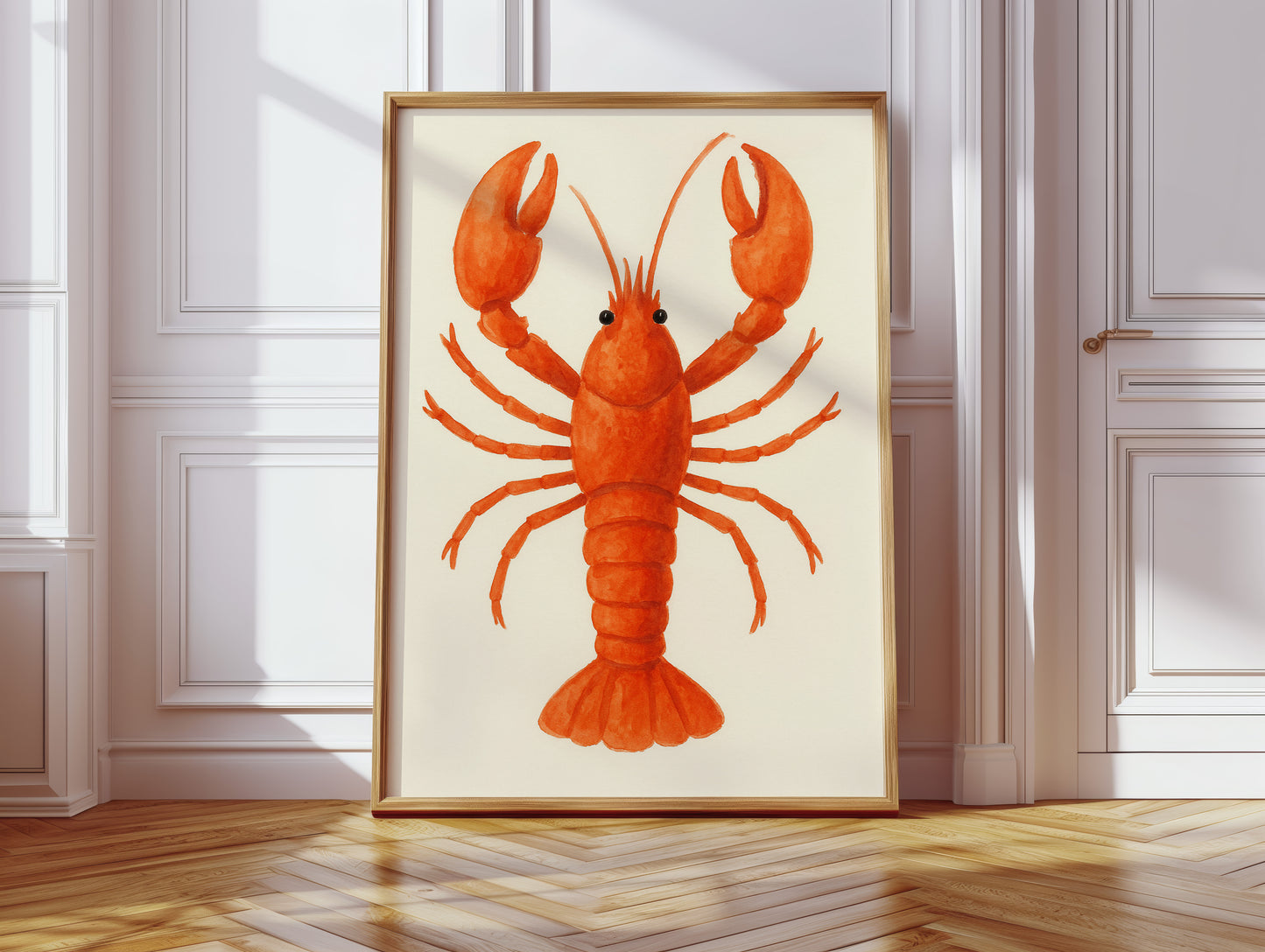 Watercolor Lobster in Coastal Red