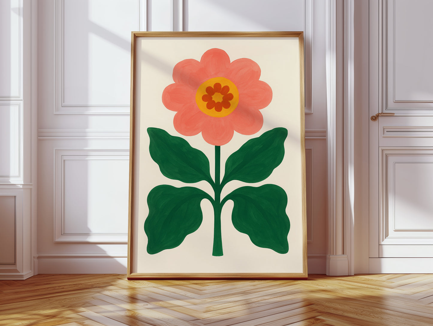 Sunny Bloom in Coral and Green