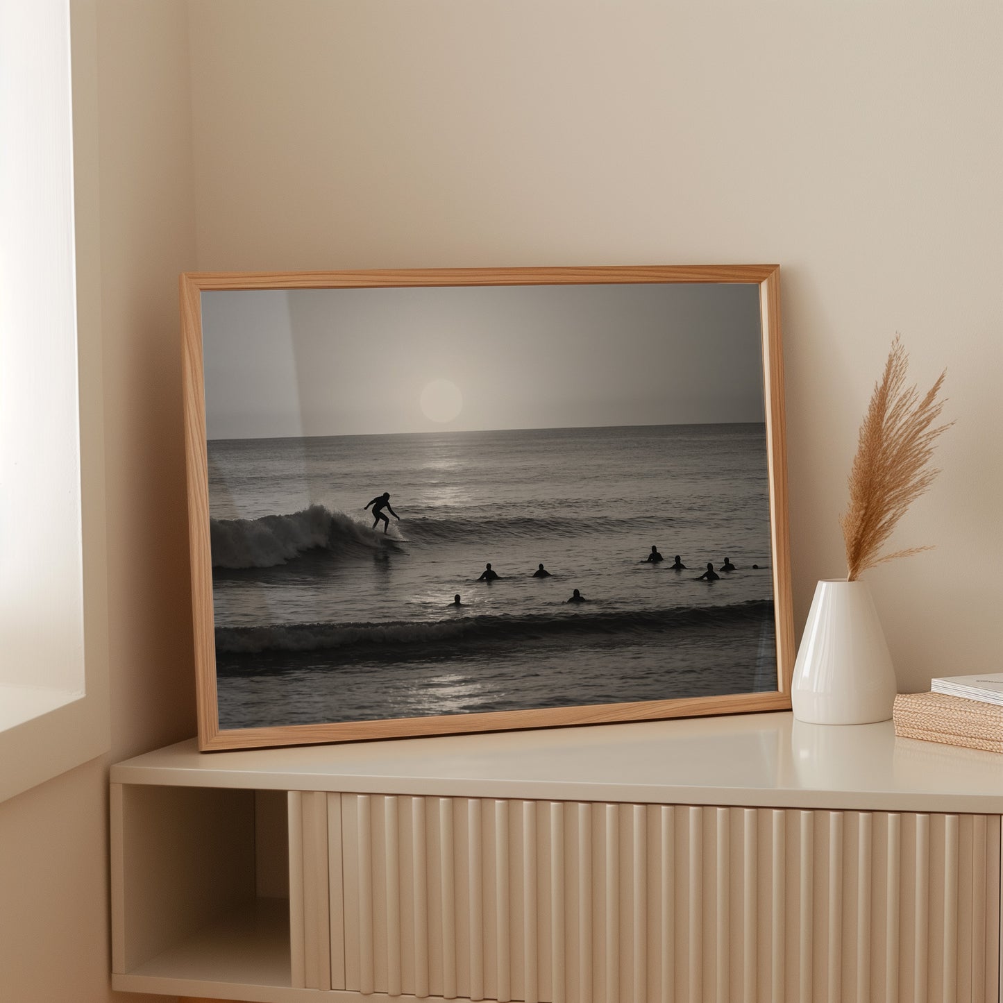 Sunset Lineup in Black and White