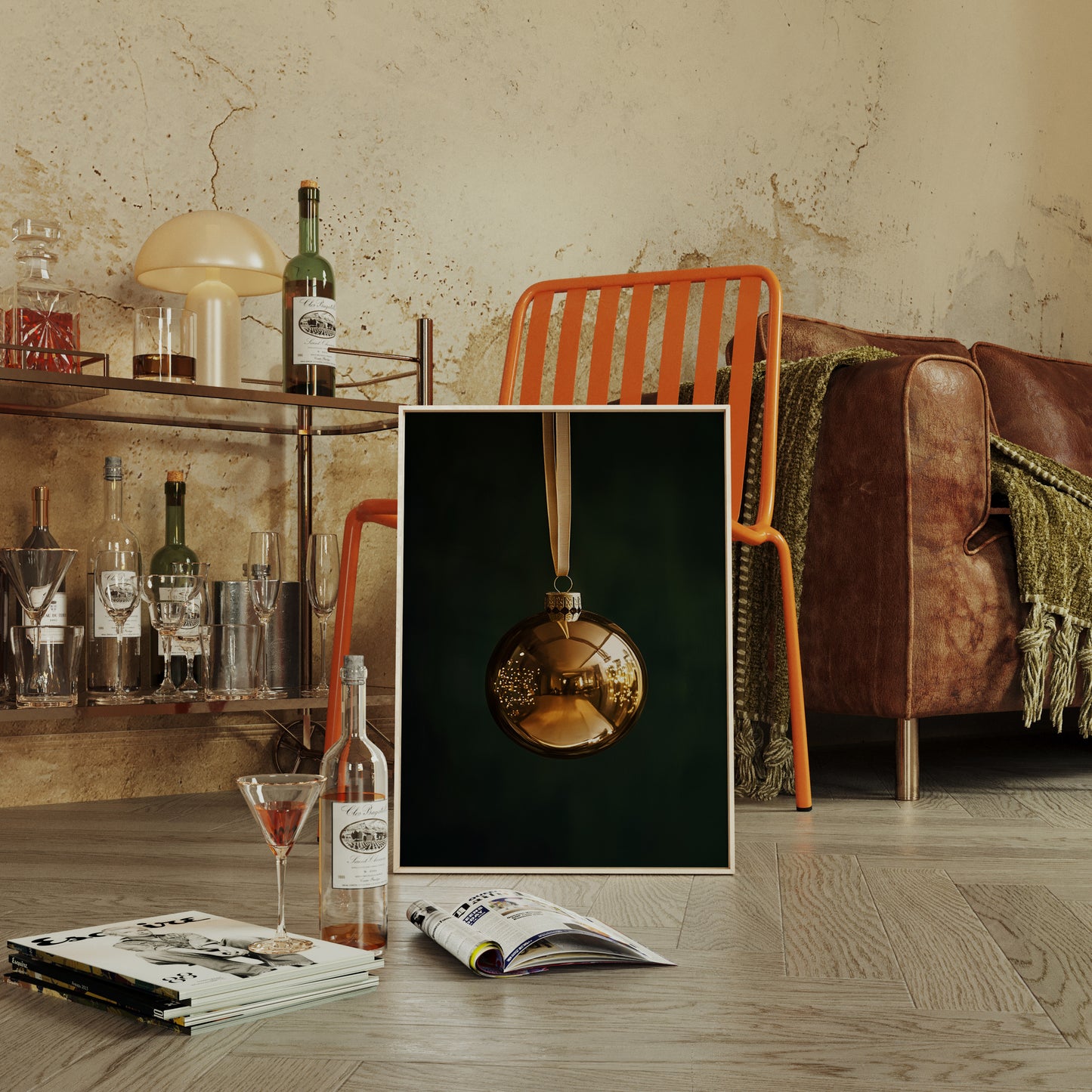 Golden Ornament Photography Print - Elegant Holiday Decor - Gallery Canvas image 15