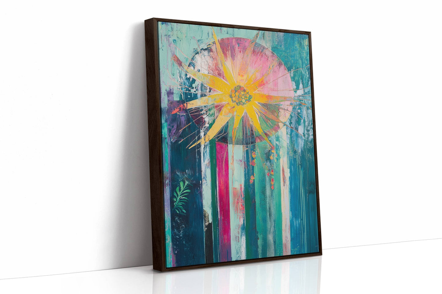 Sunflower Bursts Through Turquoise Rain