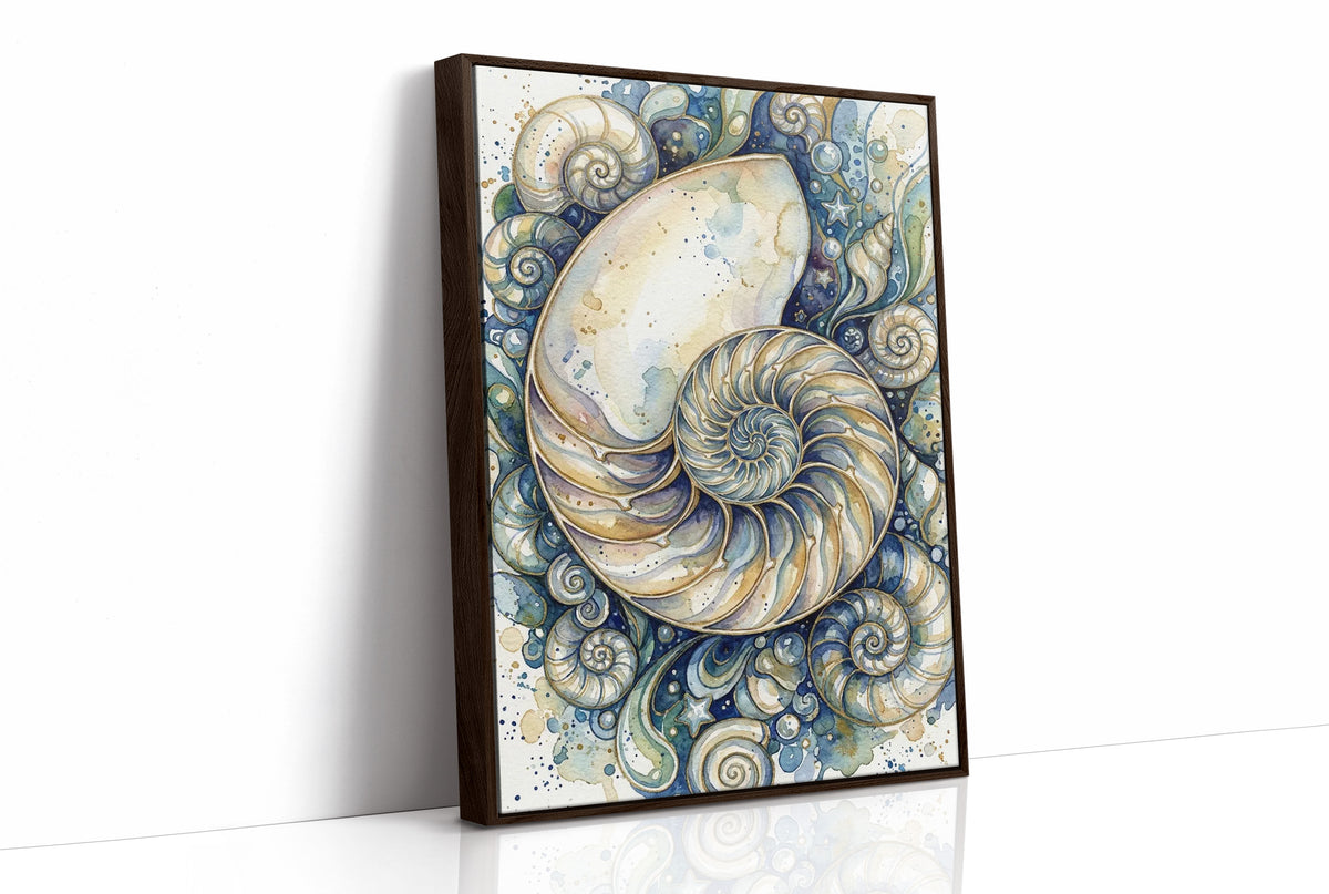 Nautilus Spiral: Watercolor Shell Study