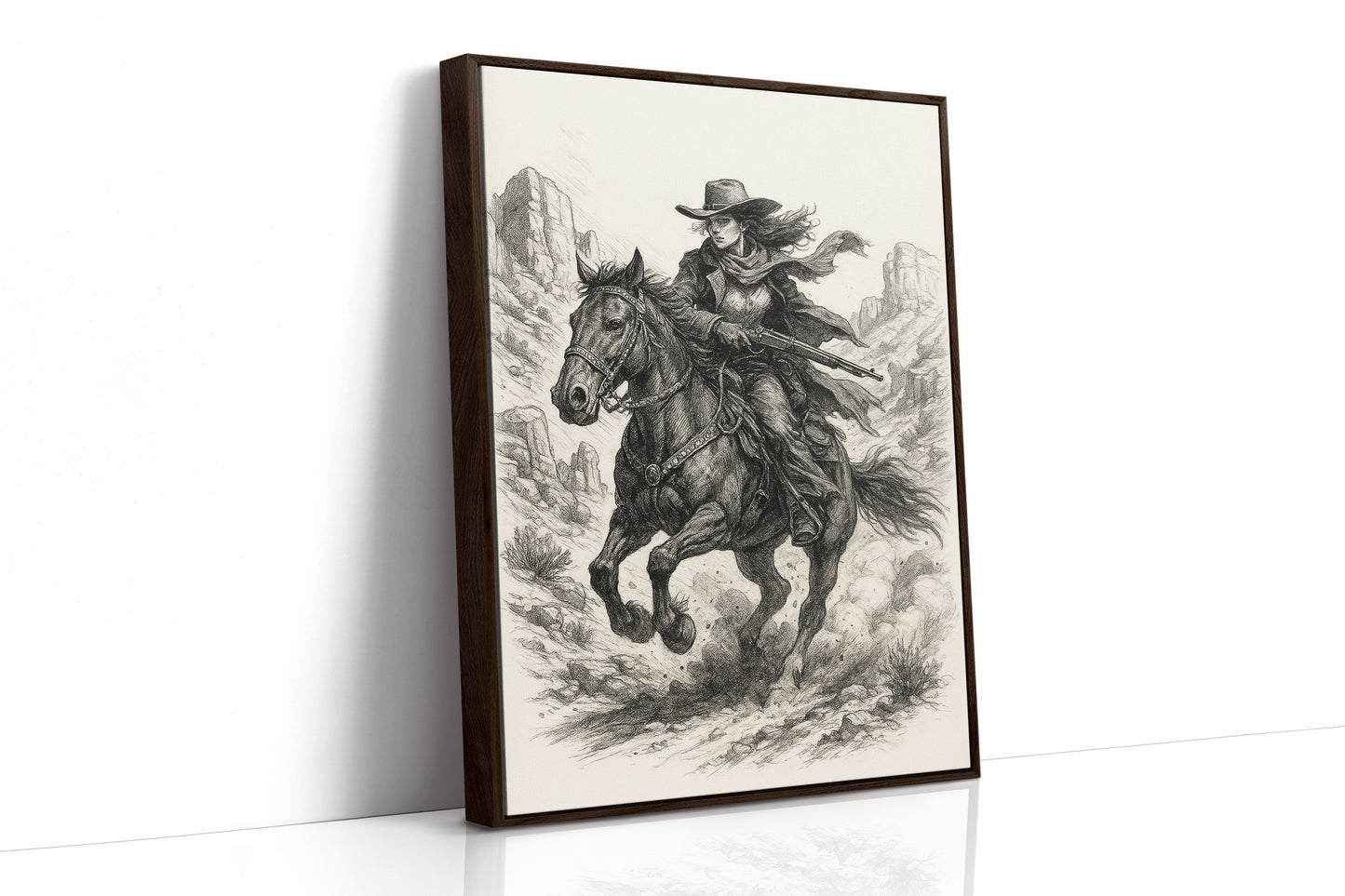 Grit & Dust – Cowgirl Outlaw Western Sketch Print